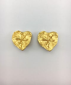 1994 Christian Lacroix Gold-Plated Modernist Heart Earrings