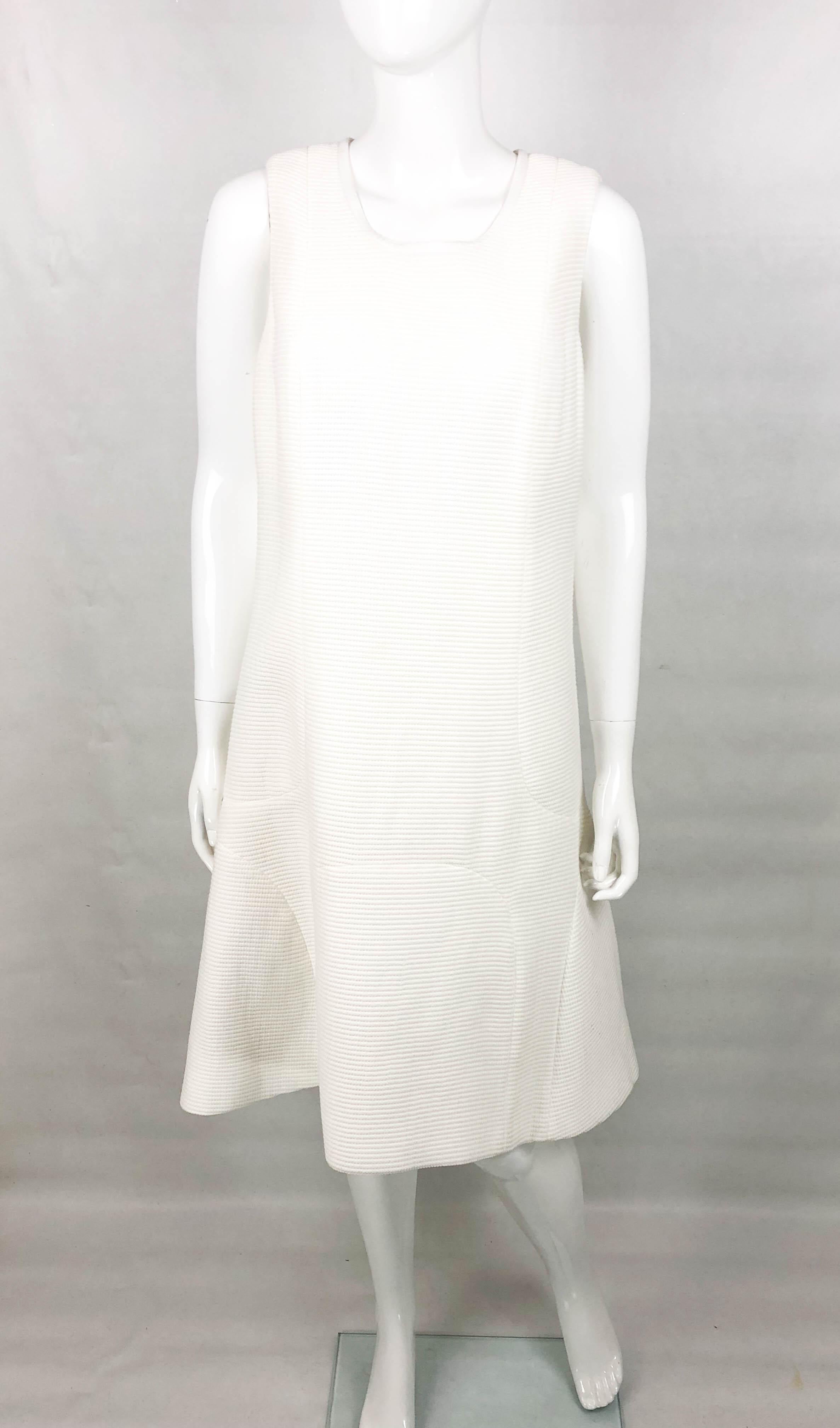 Gray Chanel White Waffle Cotton Dress For Sale