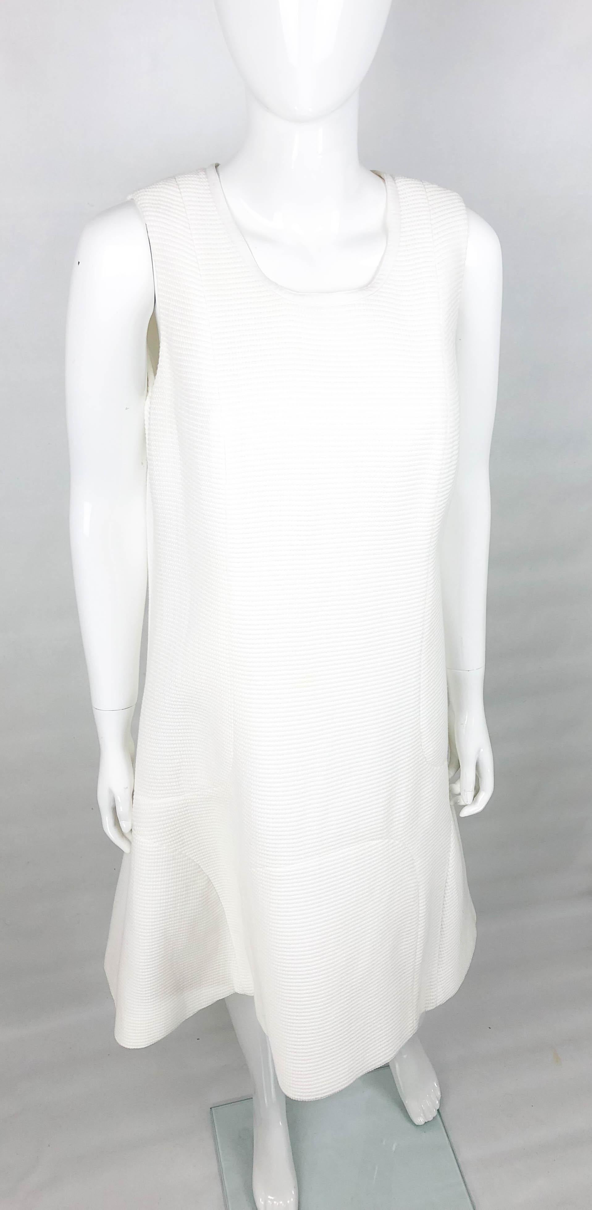 Women's Chanel White Waffle Cotton Dress For Sale