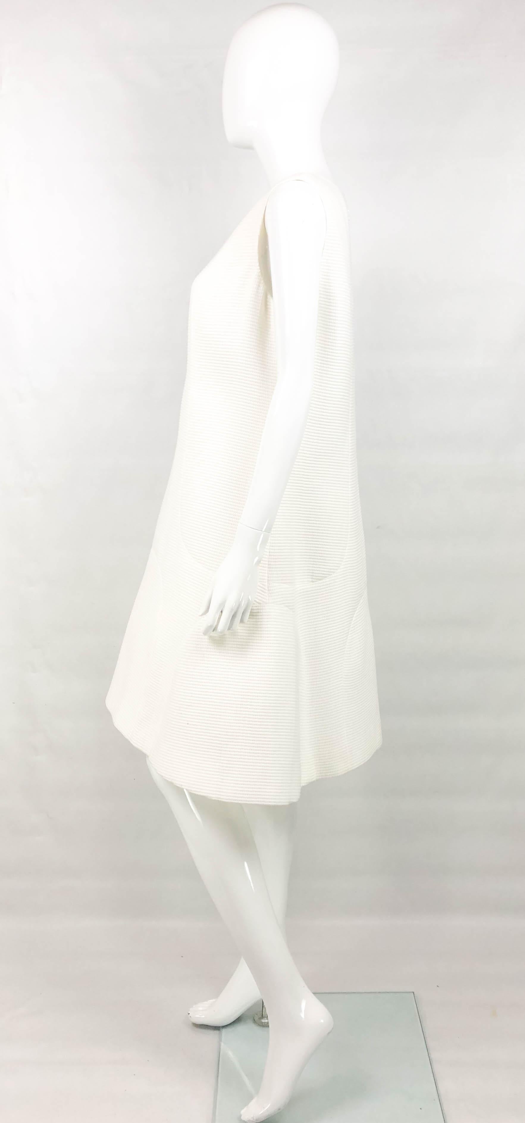 Chanel White Waffle Cotton Dress For Sale 2