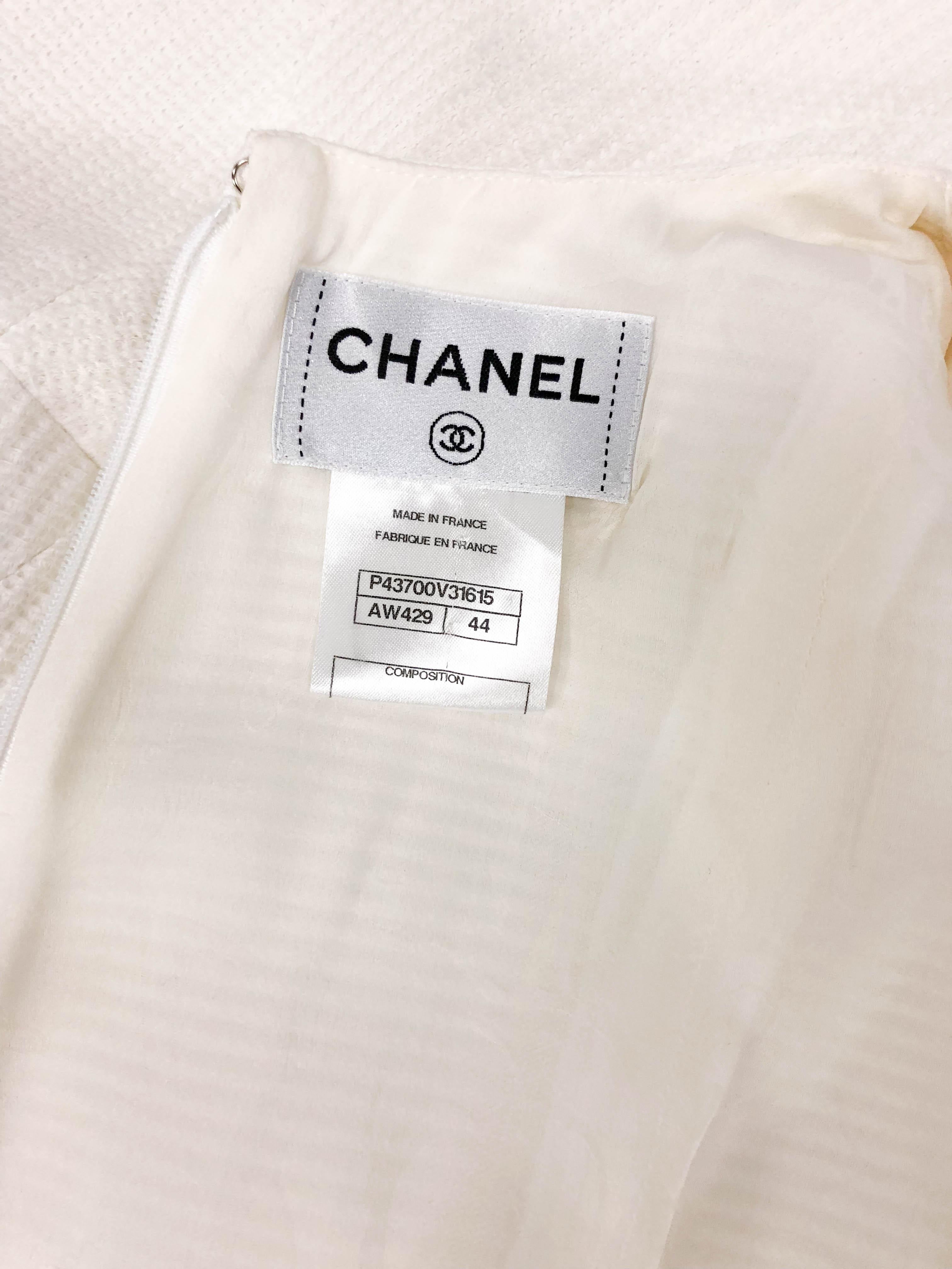 Chanel White Waffle Cotton Dress For Sale 6