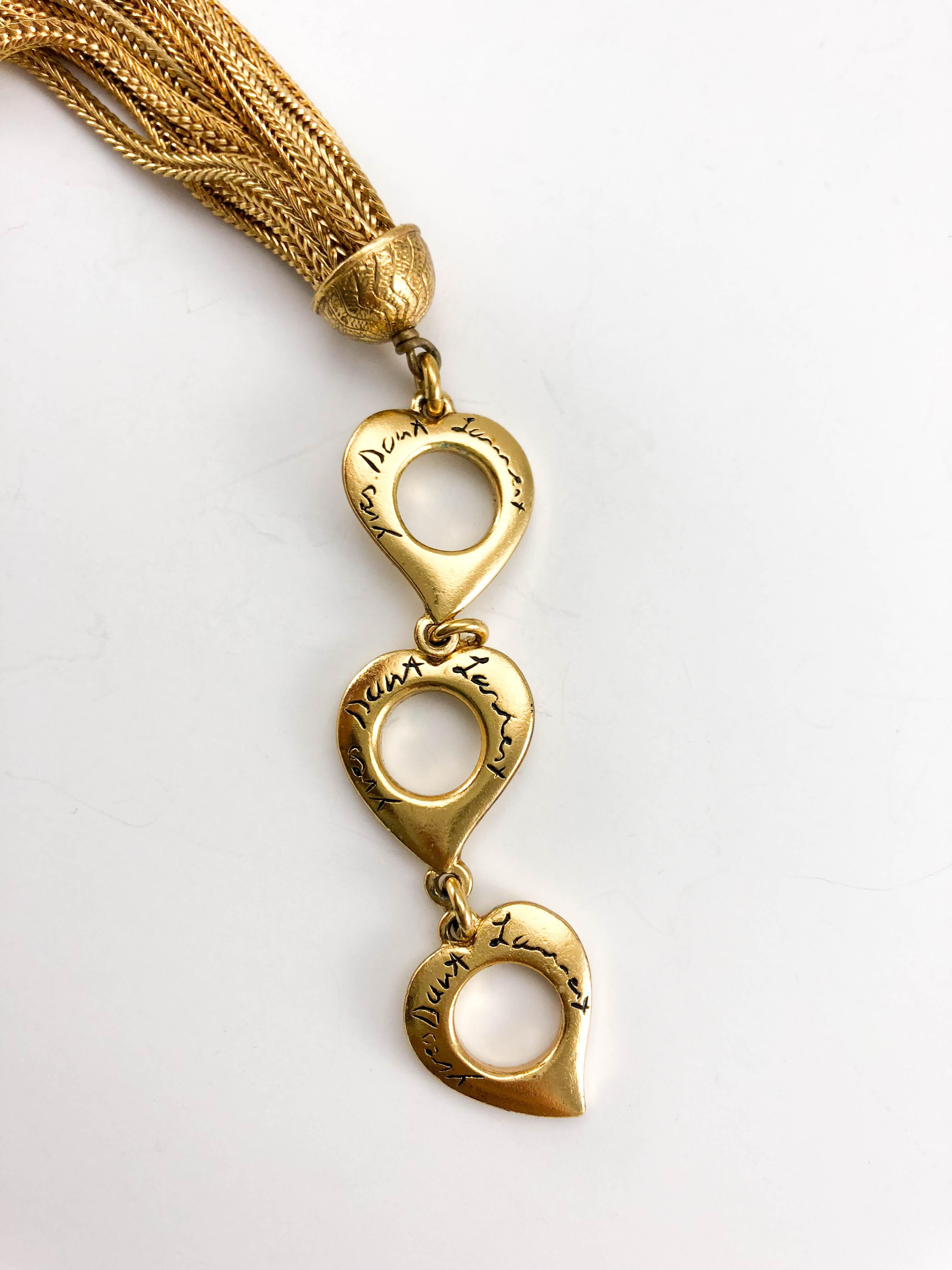 1980's Yves Saint Laurent Green Heart Pendant Necklace For Sale 7