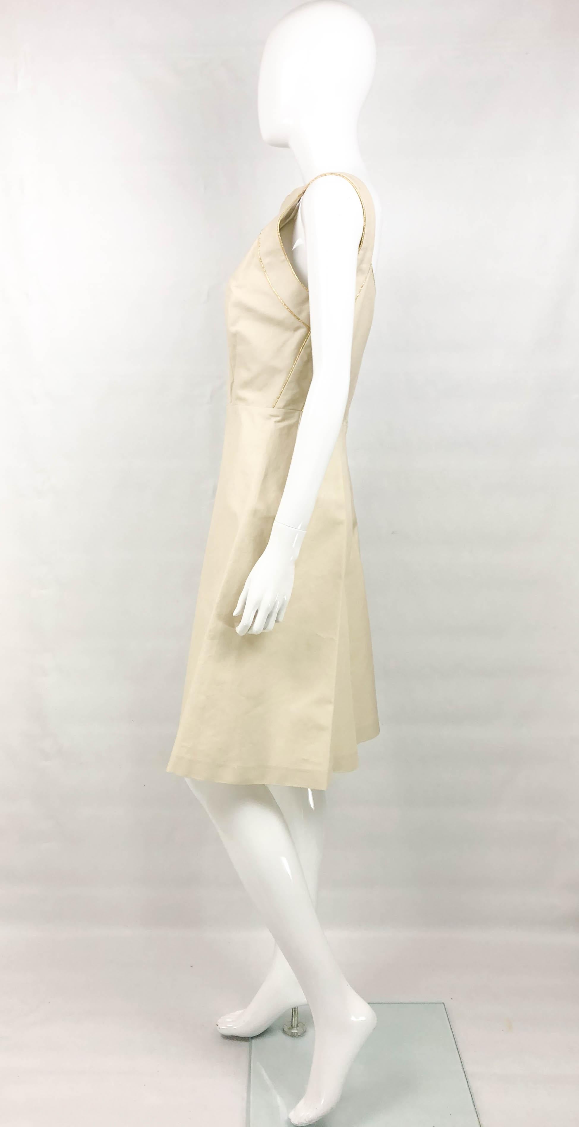 Yves Saint Laurent Cream Cotton Dress With Gold Trim, 2011 For Sale 7