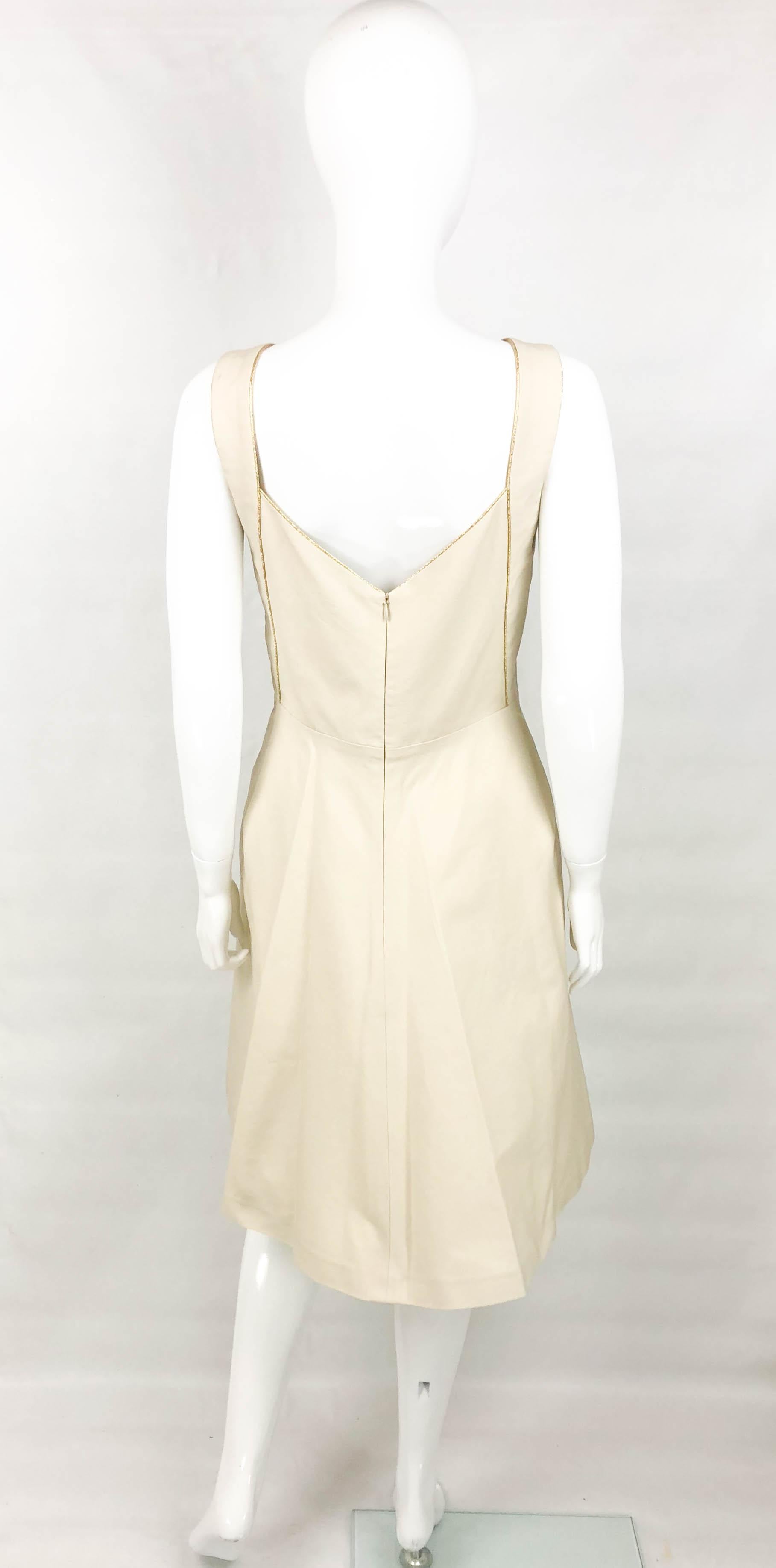 Yves Saint Laurent Cream Cotton Dress With Gold Trim, 2011 For Sale 8