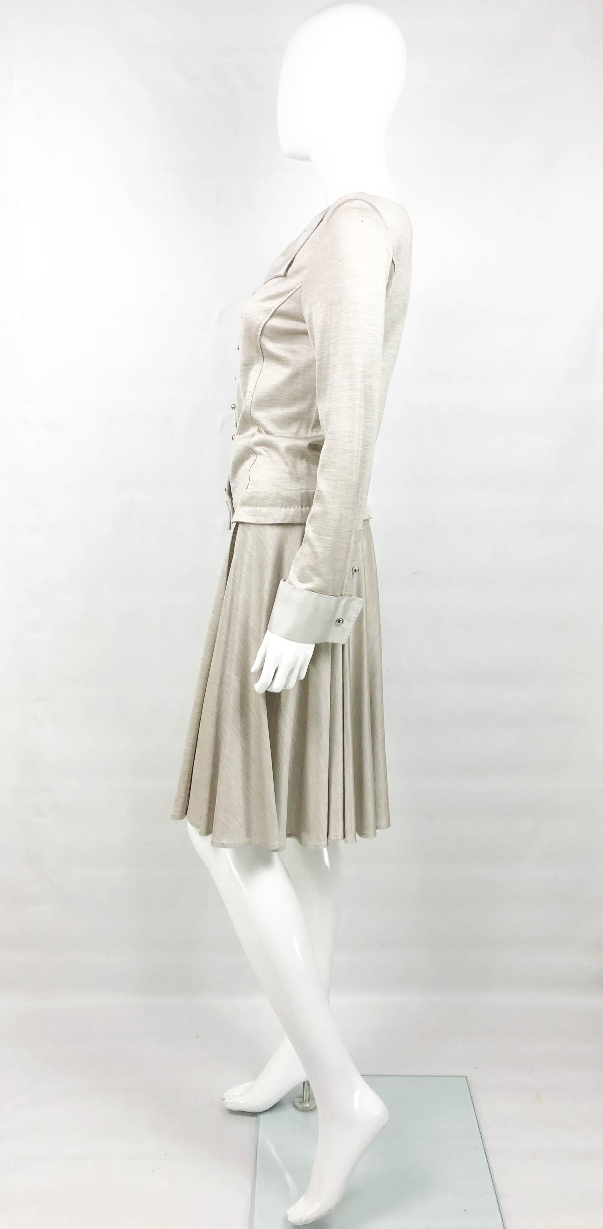 Louis Vuitton Gray Silk Jersey Shirt Dress im Angebot 3