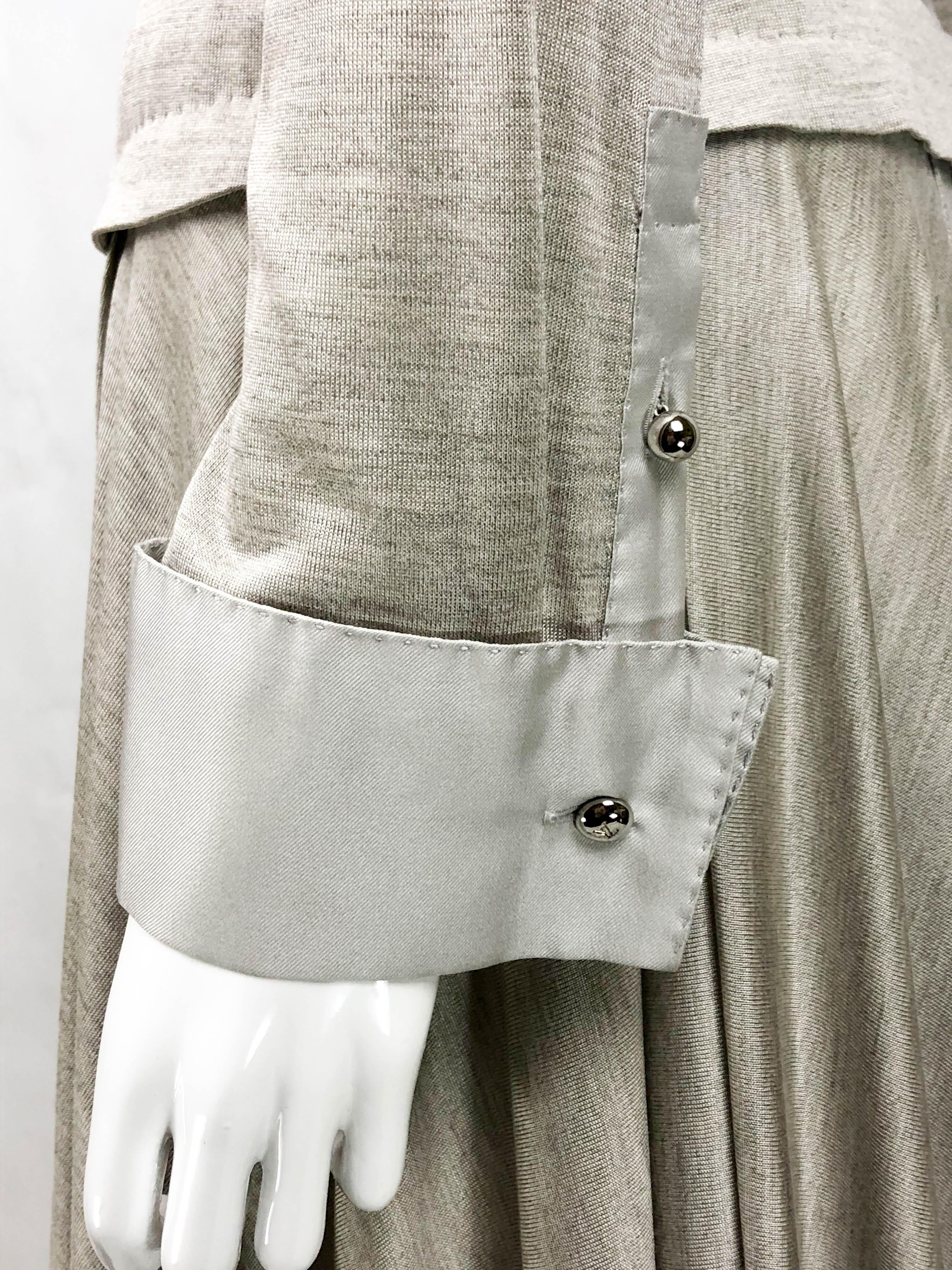 Louis Vuitton Gray Silk Jersey Shirt Dress im Angebot 6