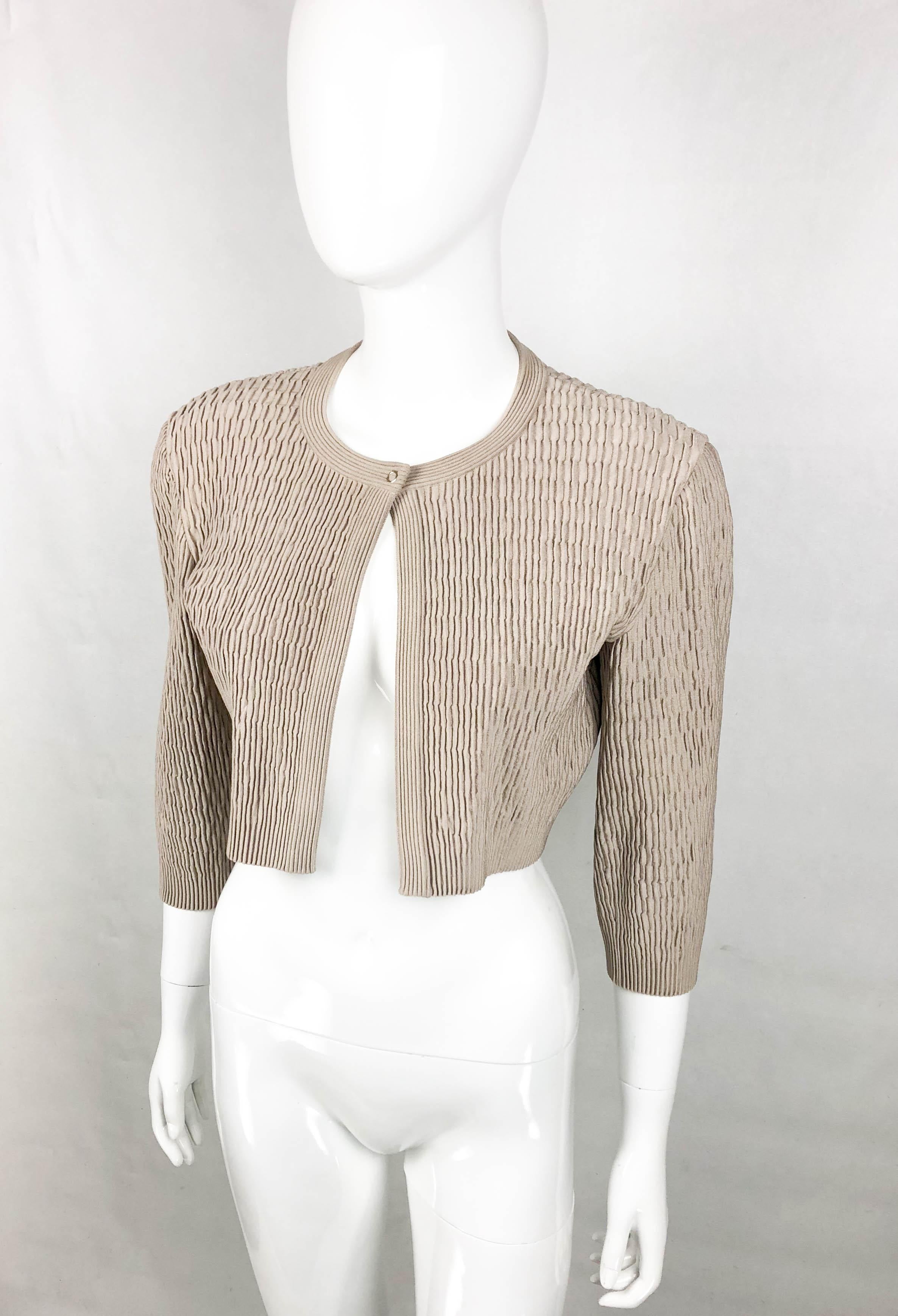 Azzedine Alaia Taupe Stretch Cropped Jacket, 2000s For Sale 2