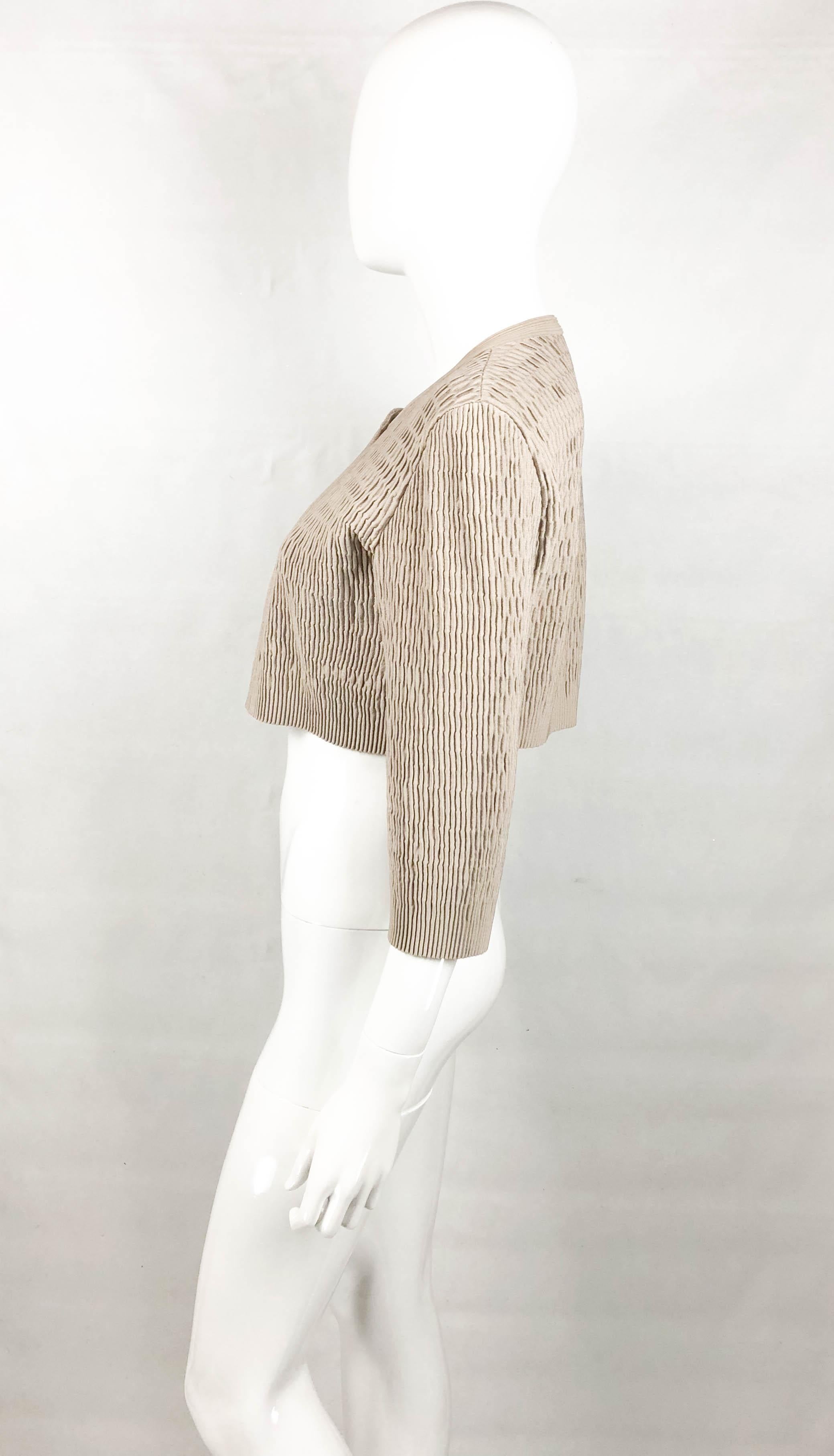 Azzedine Alaia Taupe Stretch Cropped Jacket, 2000s For Sale 4