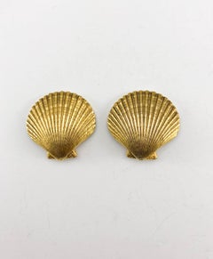1980's Yves Saint Laurent Gilt Seashell Earrings