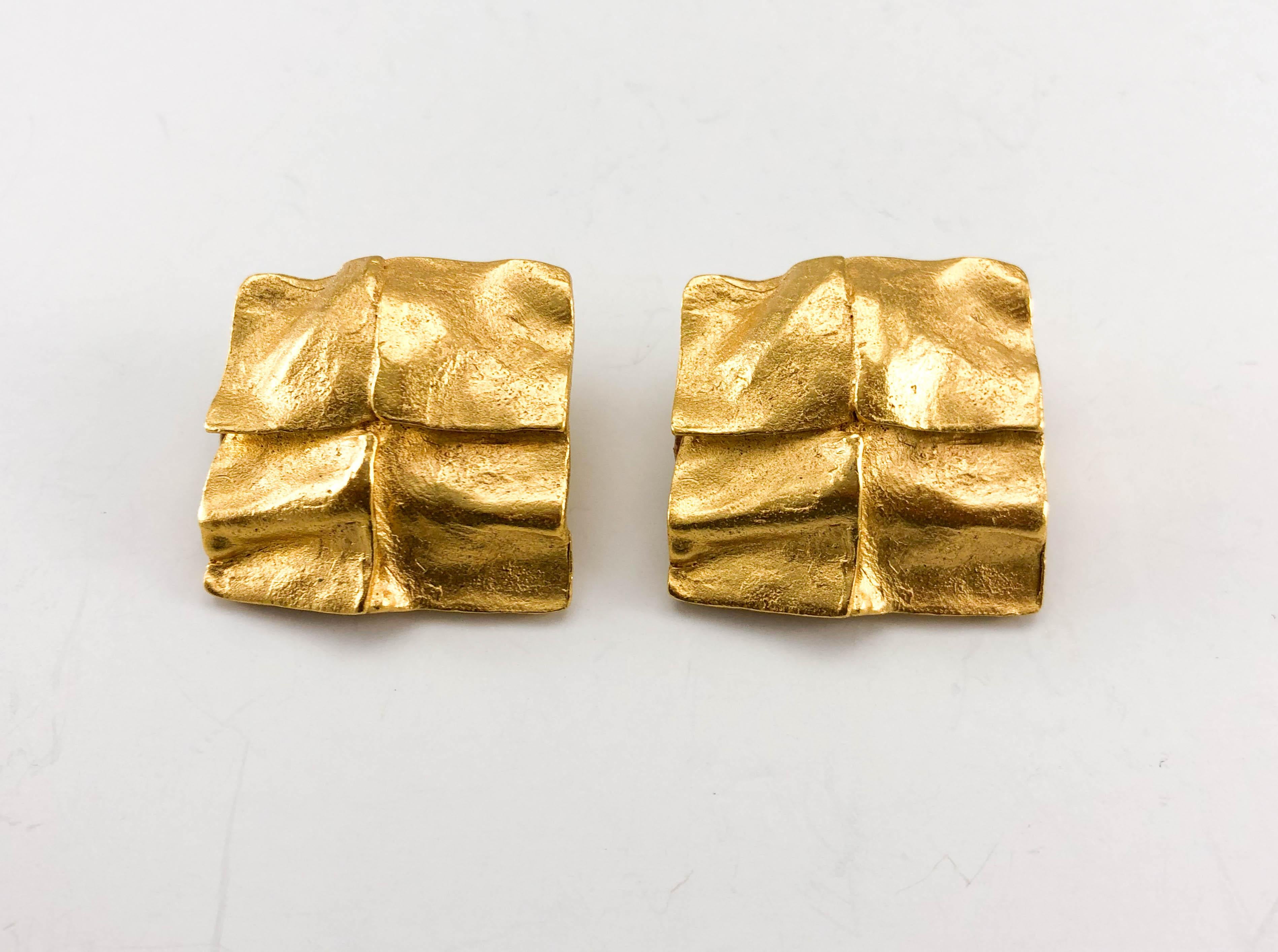 1980's Yves Saint Laurent 'Molten Gold' Clip-on Earrings, by Robert Goossens In Excellent Condition In London, Chelsea