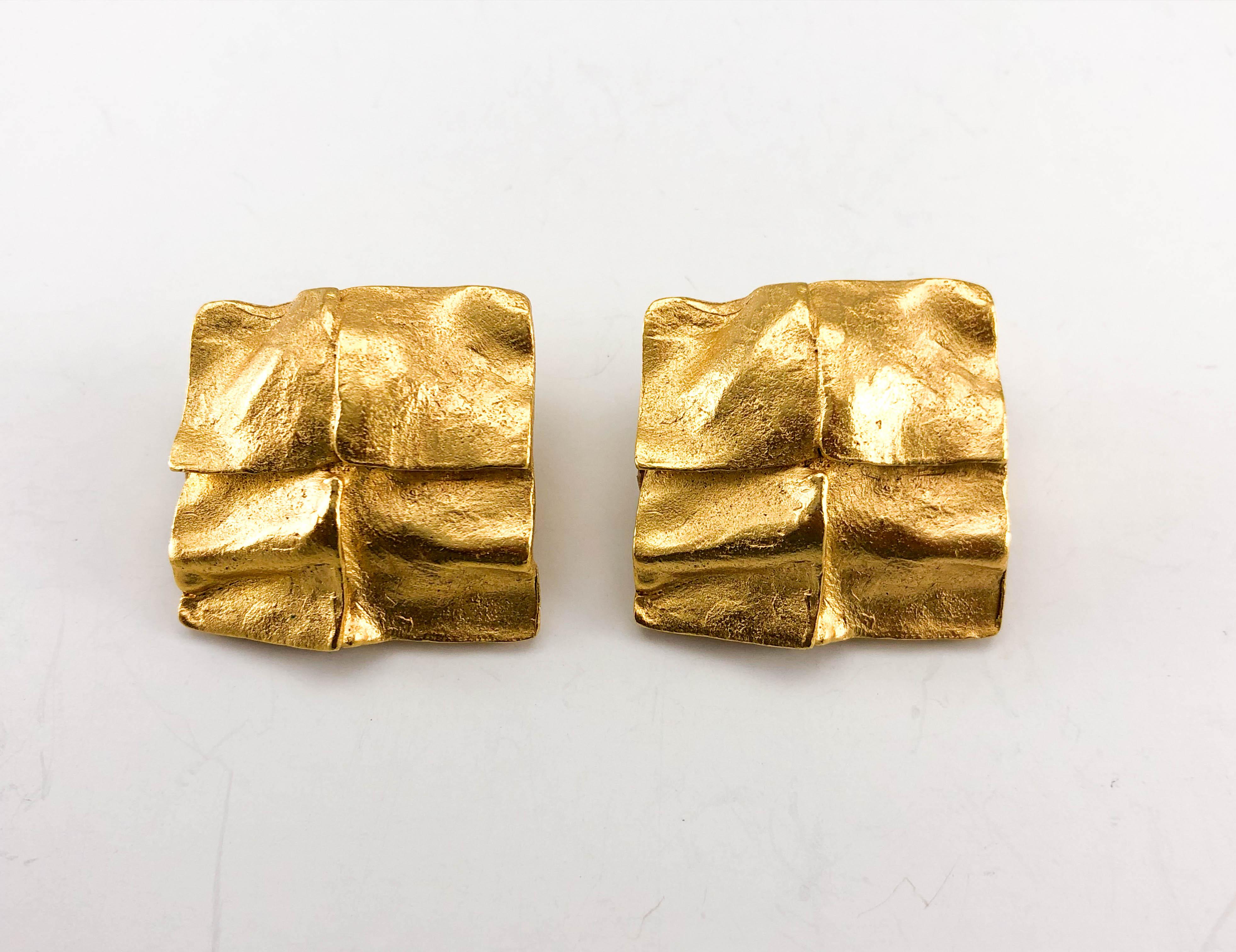 Women's 1980's Yves Saint Laurent 'Molten Gold' Clip-on Earrings, by Robert Goossens