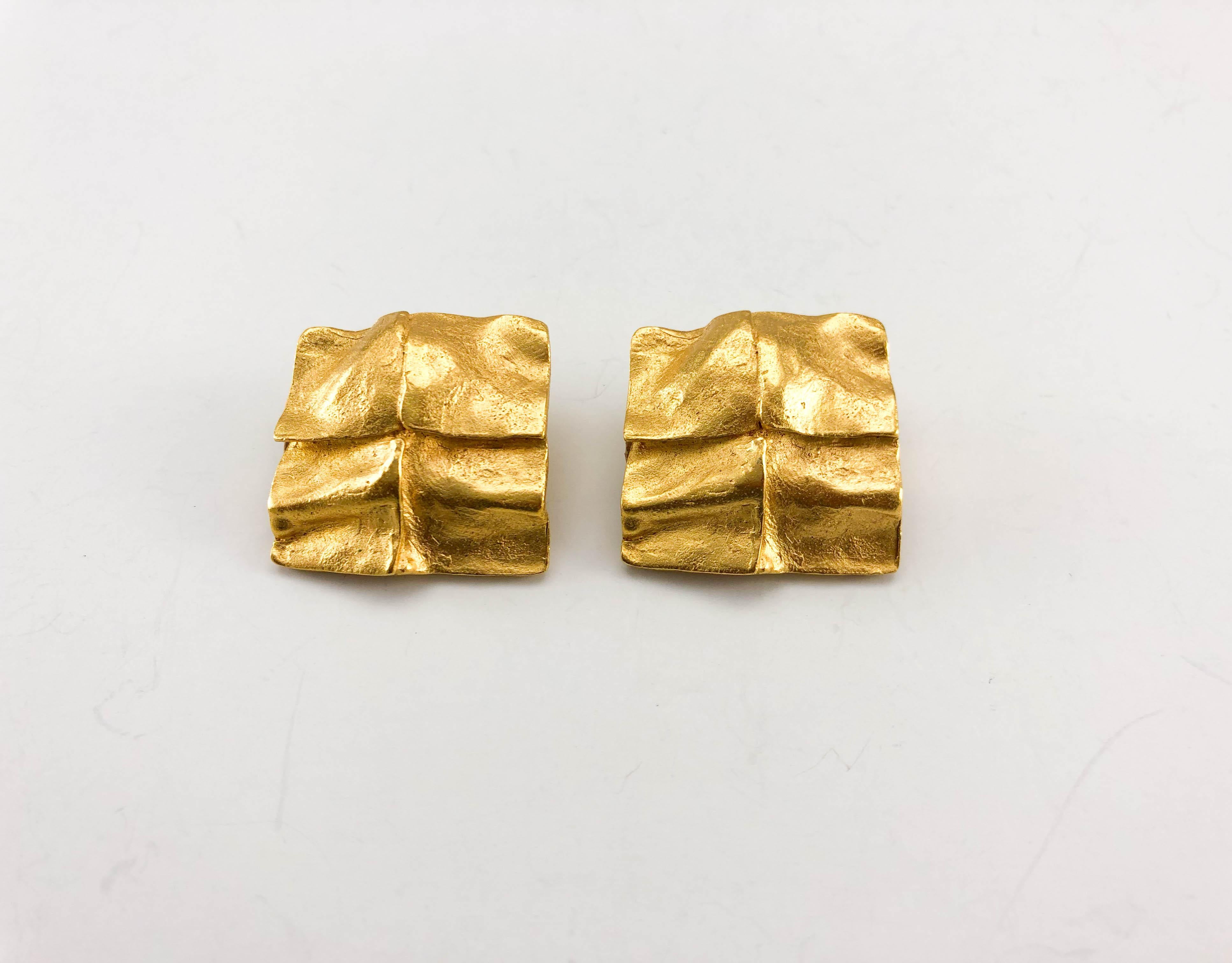 1980's Yves Saint Laurent 'Molten Gold' Clip-on Earrings, by Robert Goossens 2