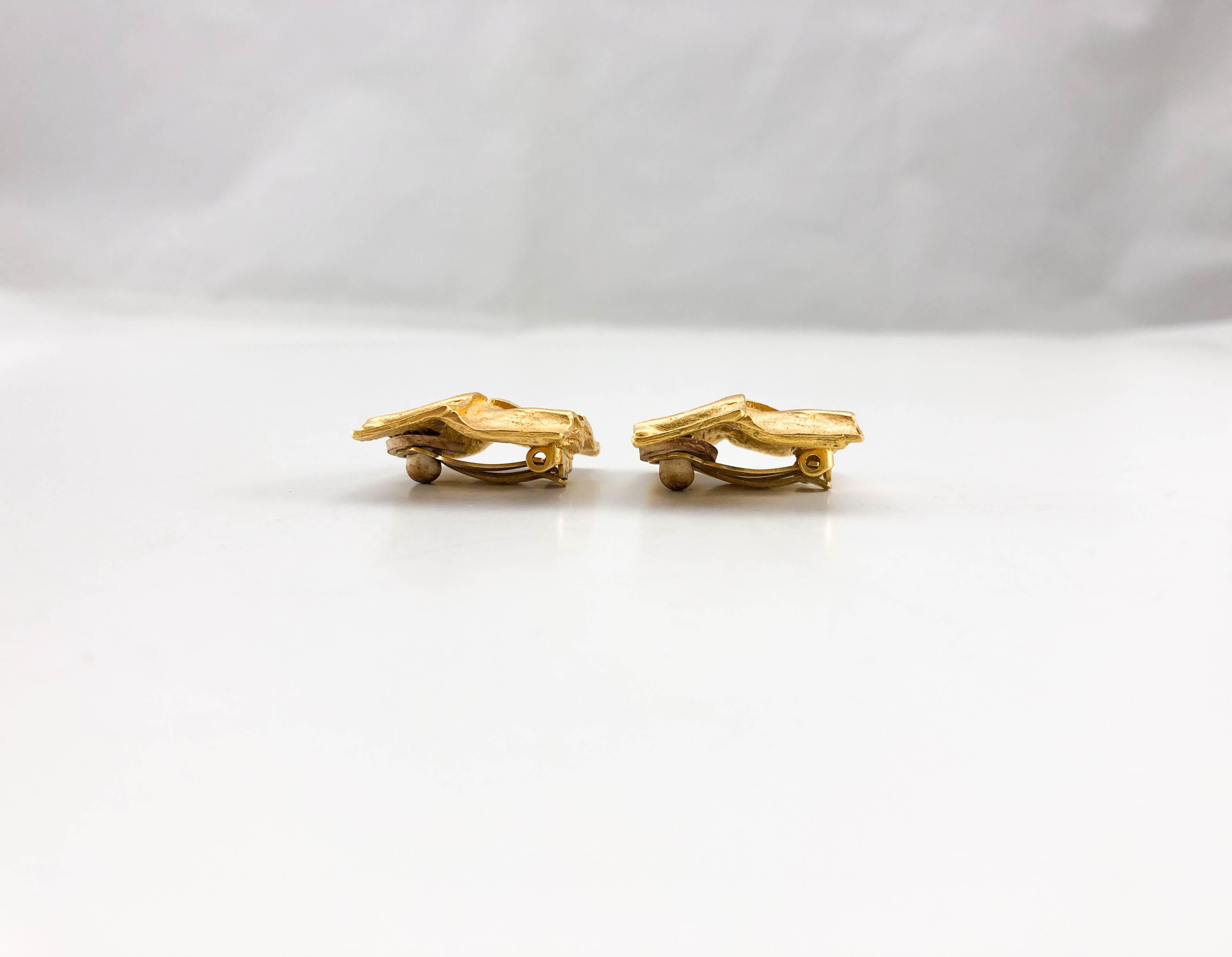 1980's Yves Saint Laurent 'Molten Gold' Clip-on Earrings, by Robert Goossens 3