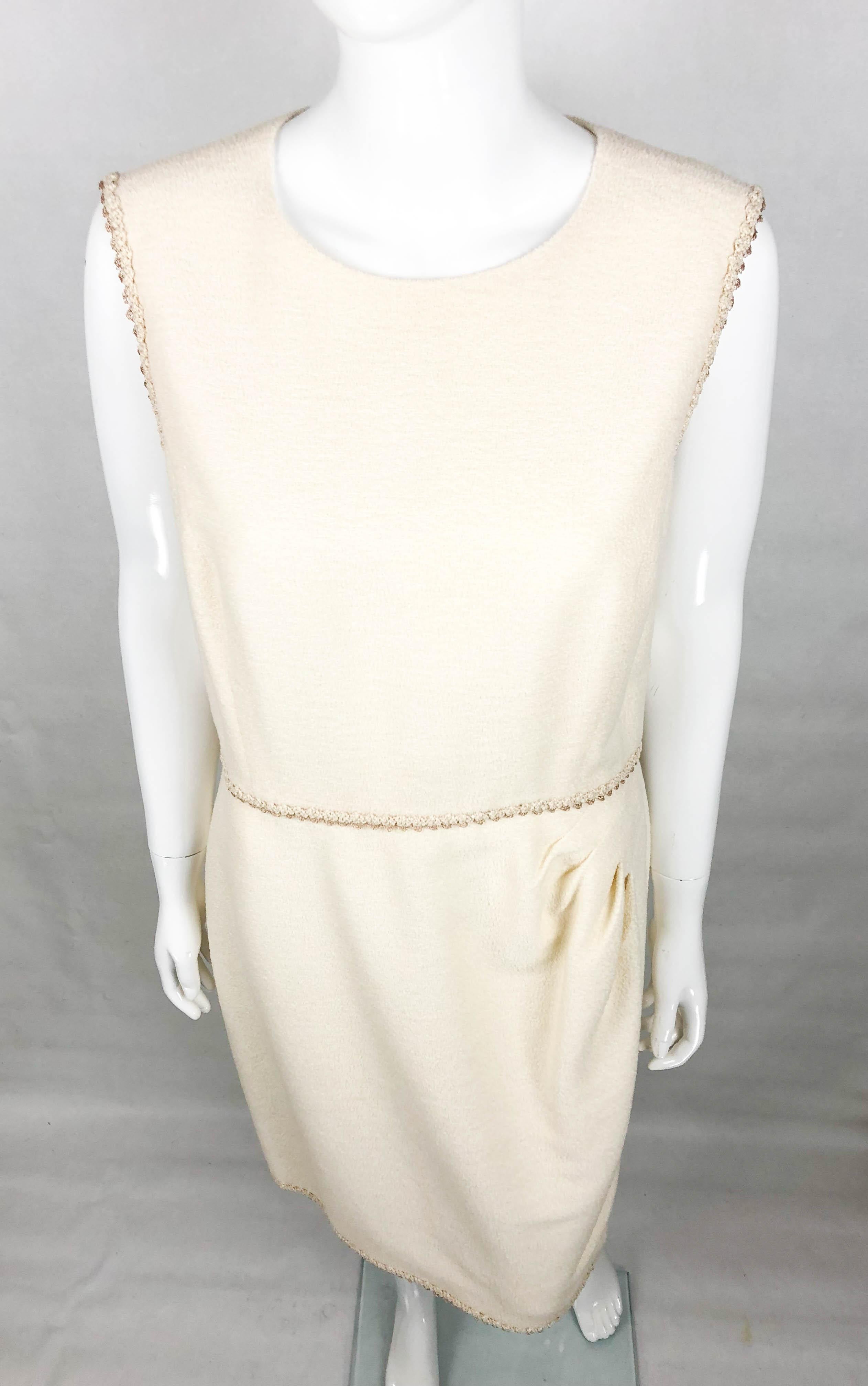 Women's 2010 Unworn Chanel Runway Look Cream Dress With Gold Thread Trim For Sale