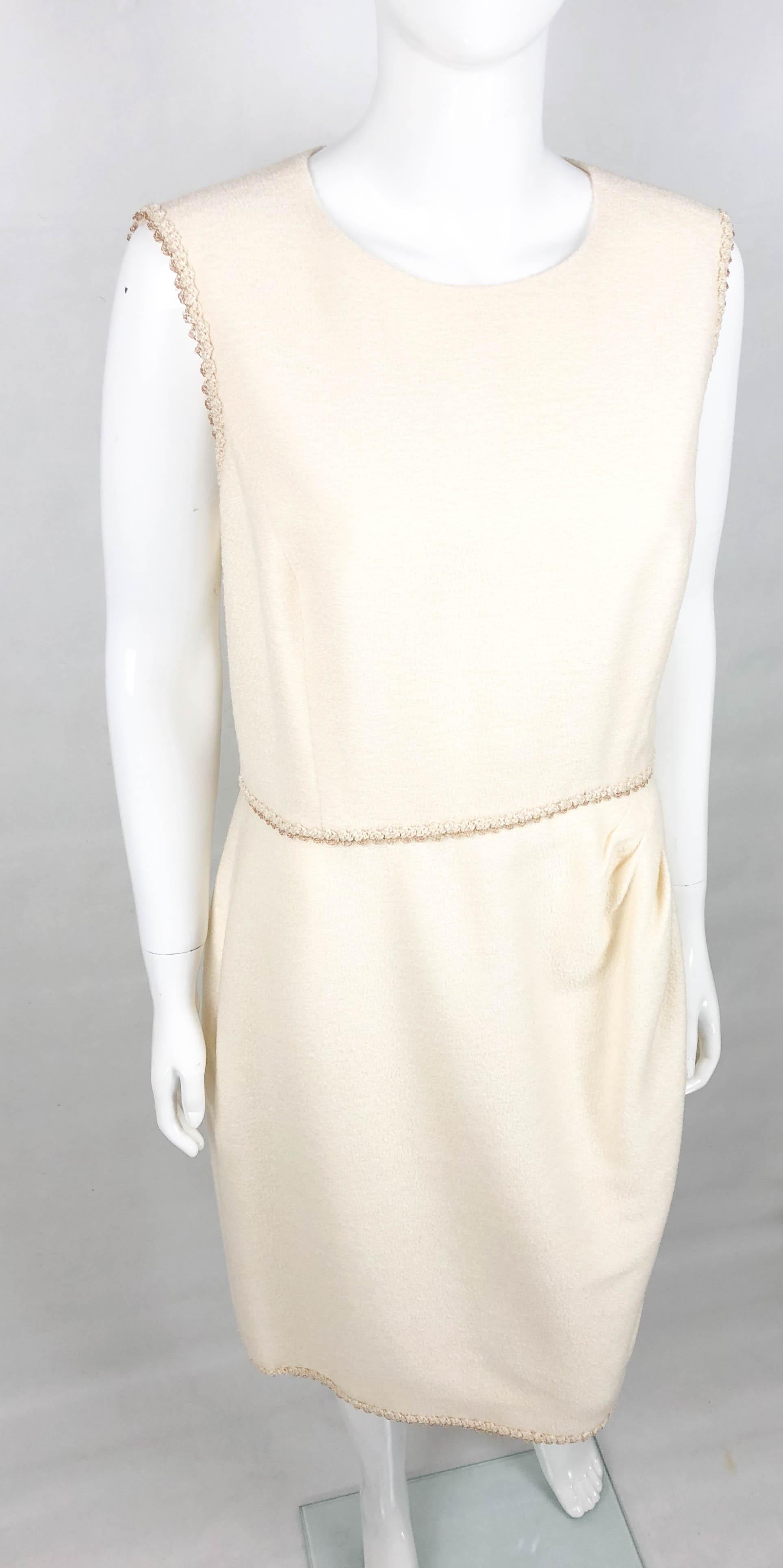 2010 Unworn Chanel Runway Look Cream Dress With Gold Thread Trim For Sale 1