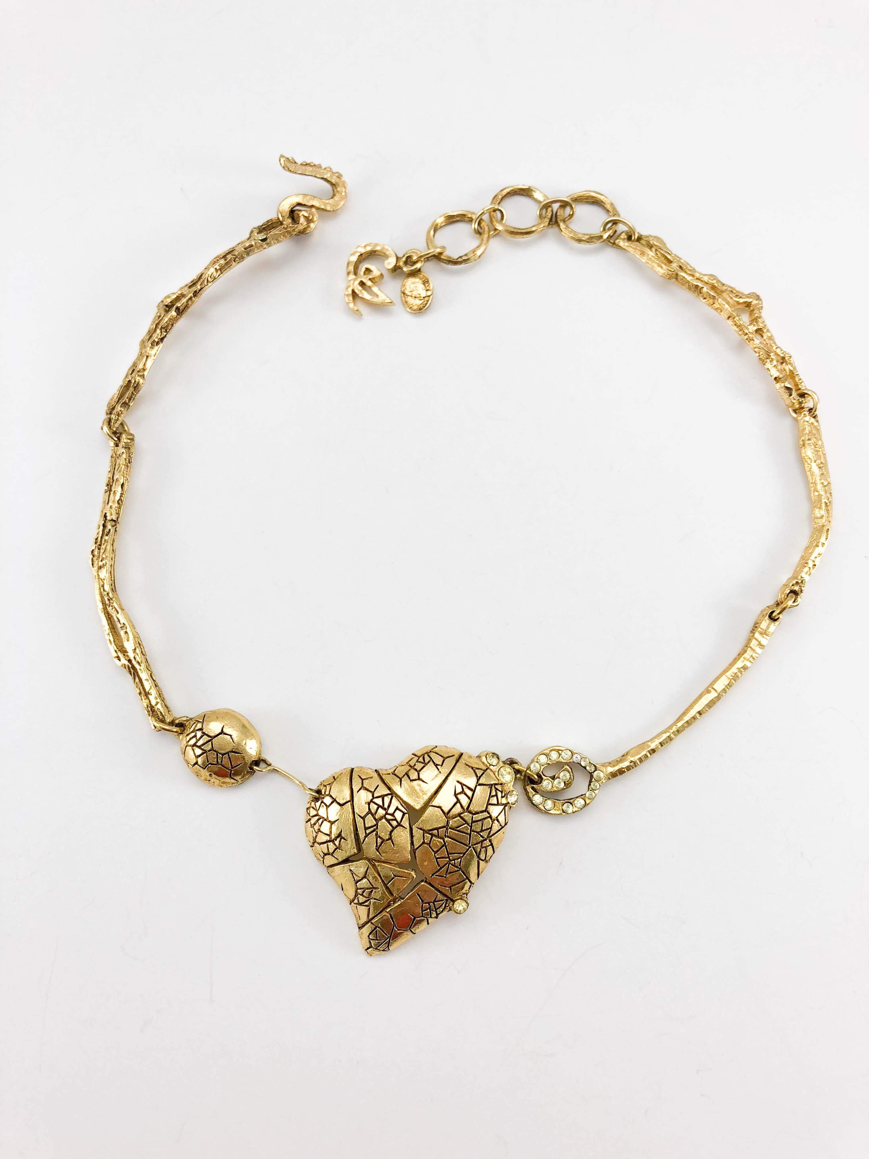Women's 1990's Christian Lacroix Gold-Plated 'Broken Heart' Necklace