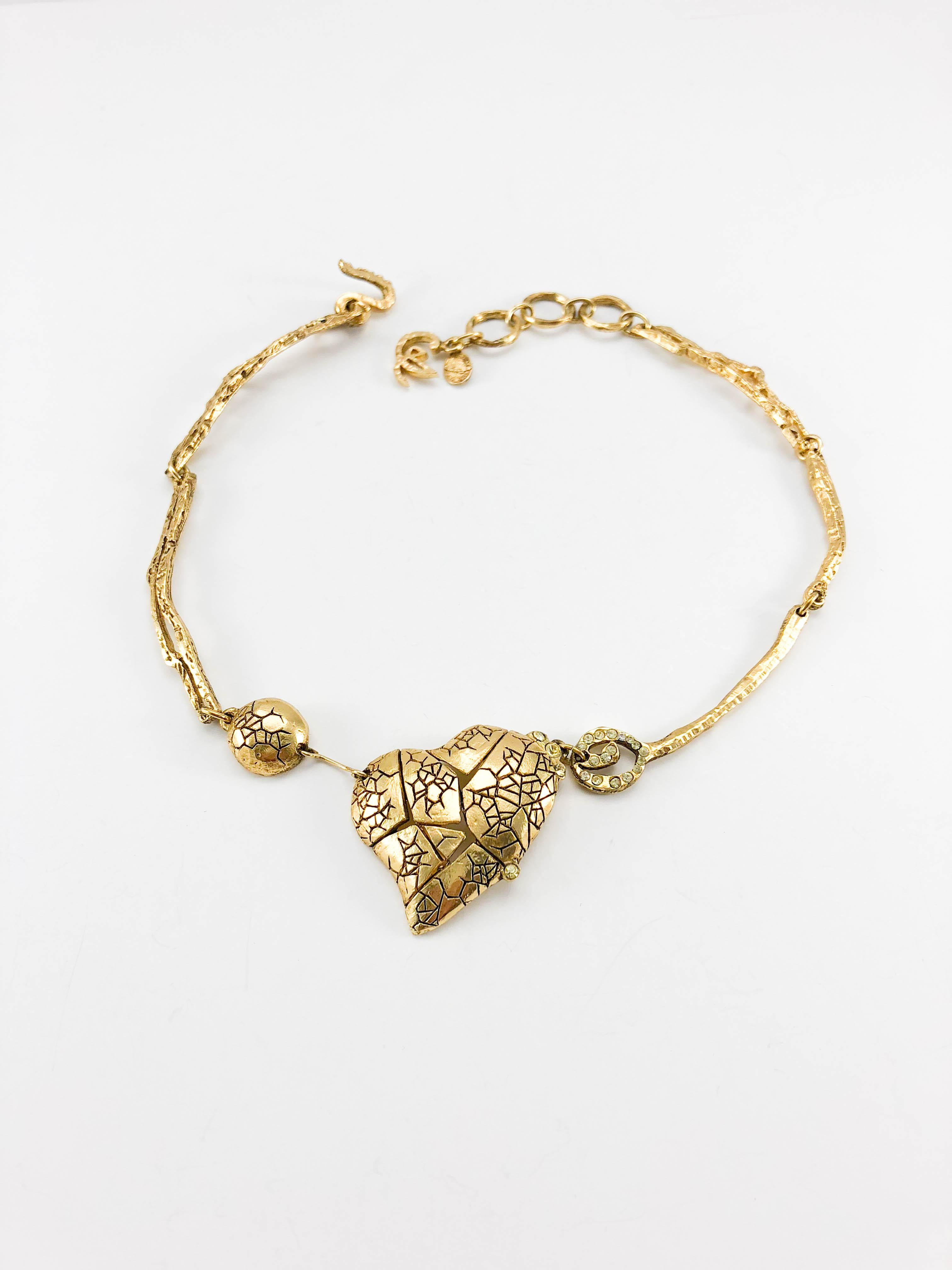 1990's Christian Lacroix Gold-Plated 'Broken Heart' Necklace 1