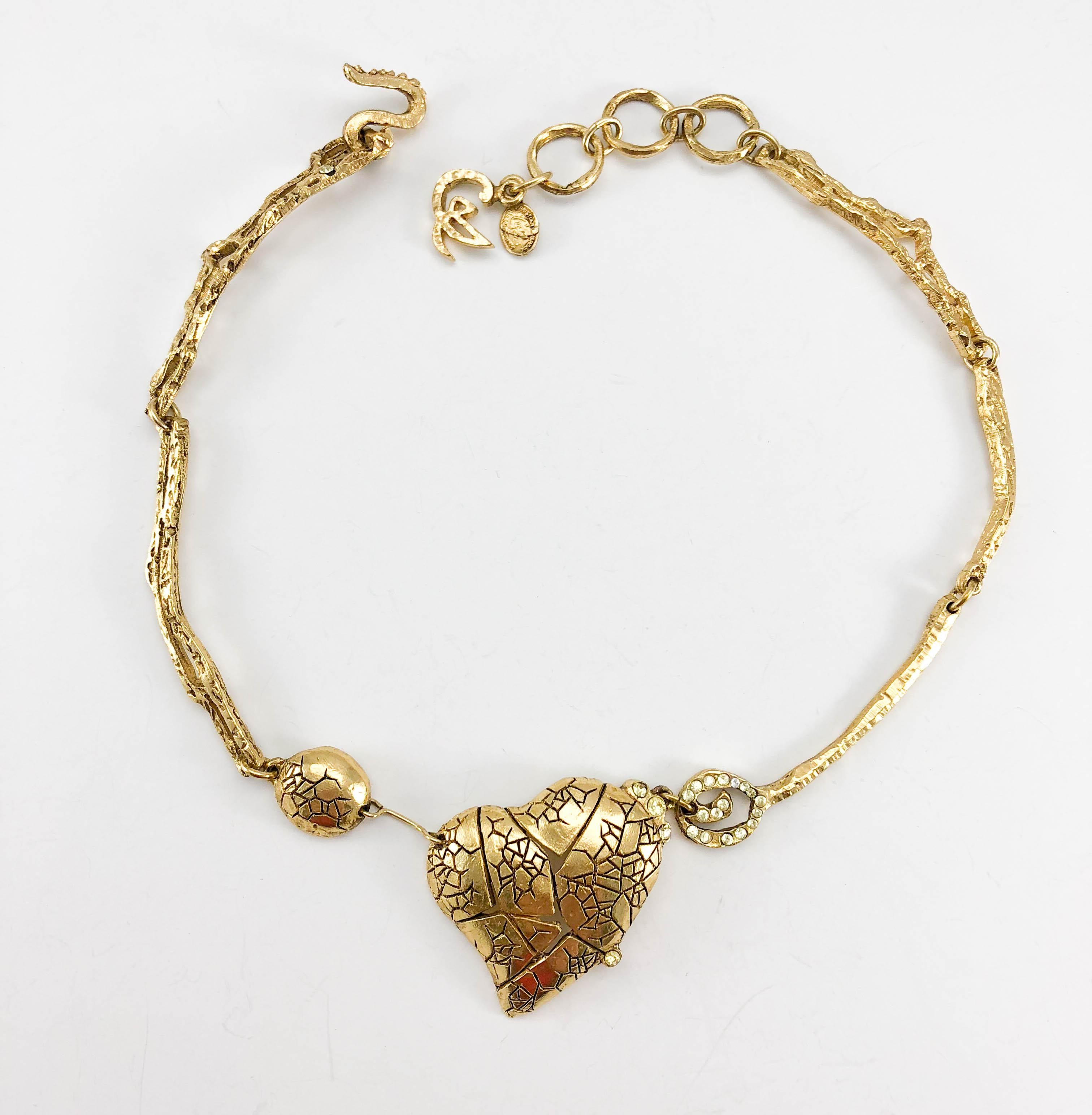 1990's Christian Lacroix Gold-Plated 'Broken Heart' Necklace 4