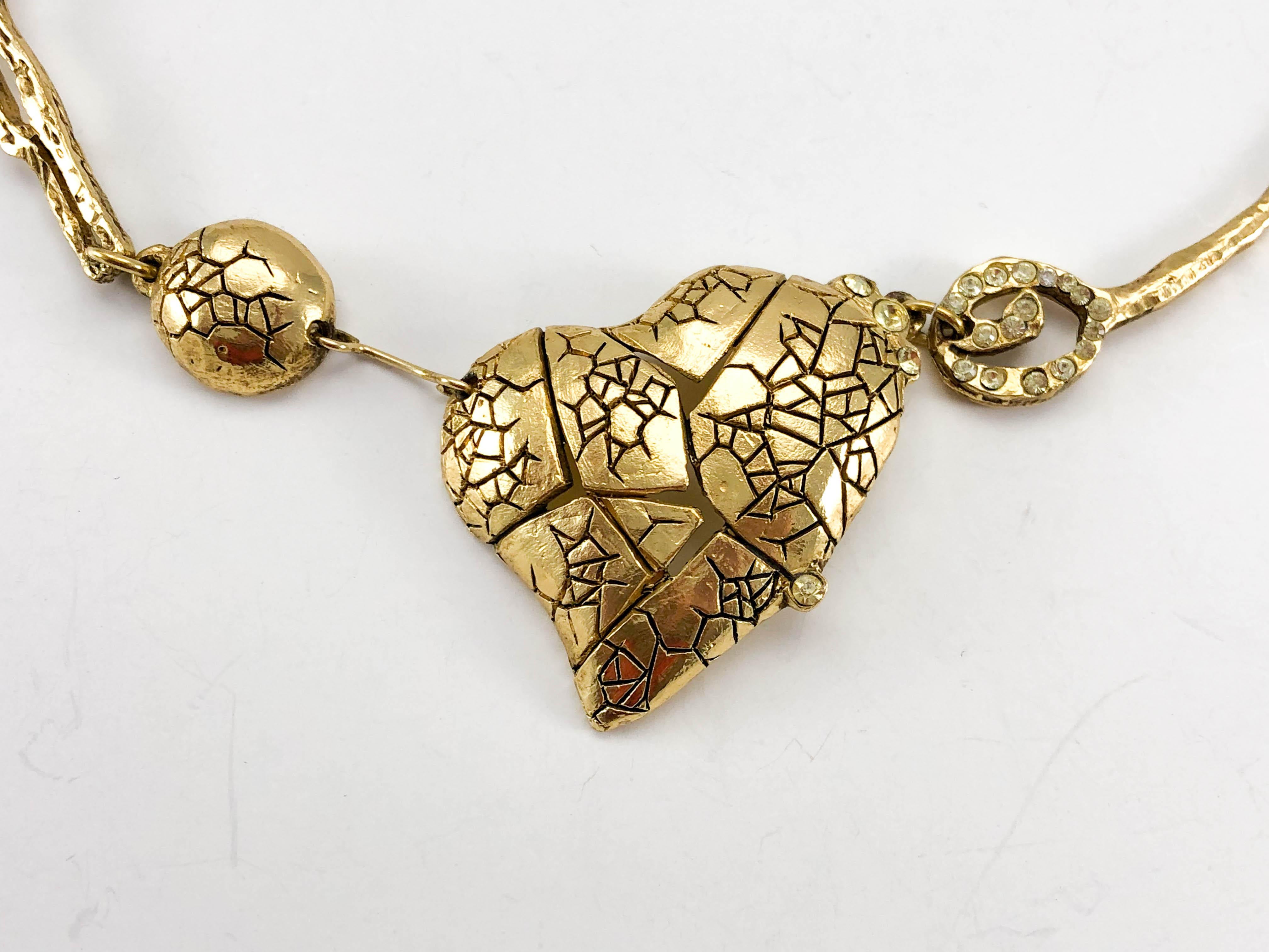 1990's Christian Lacroix Gold-Plated 'Broken Heart' Necklace 5