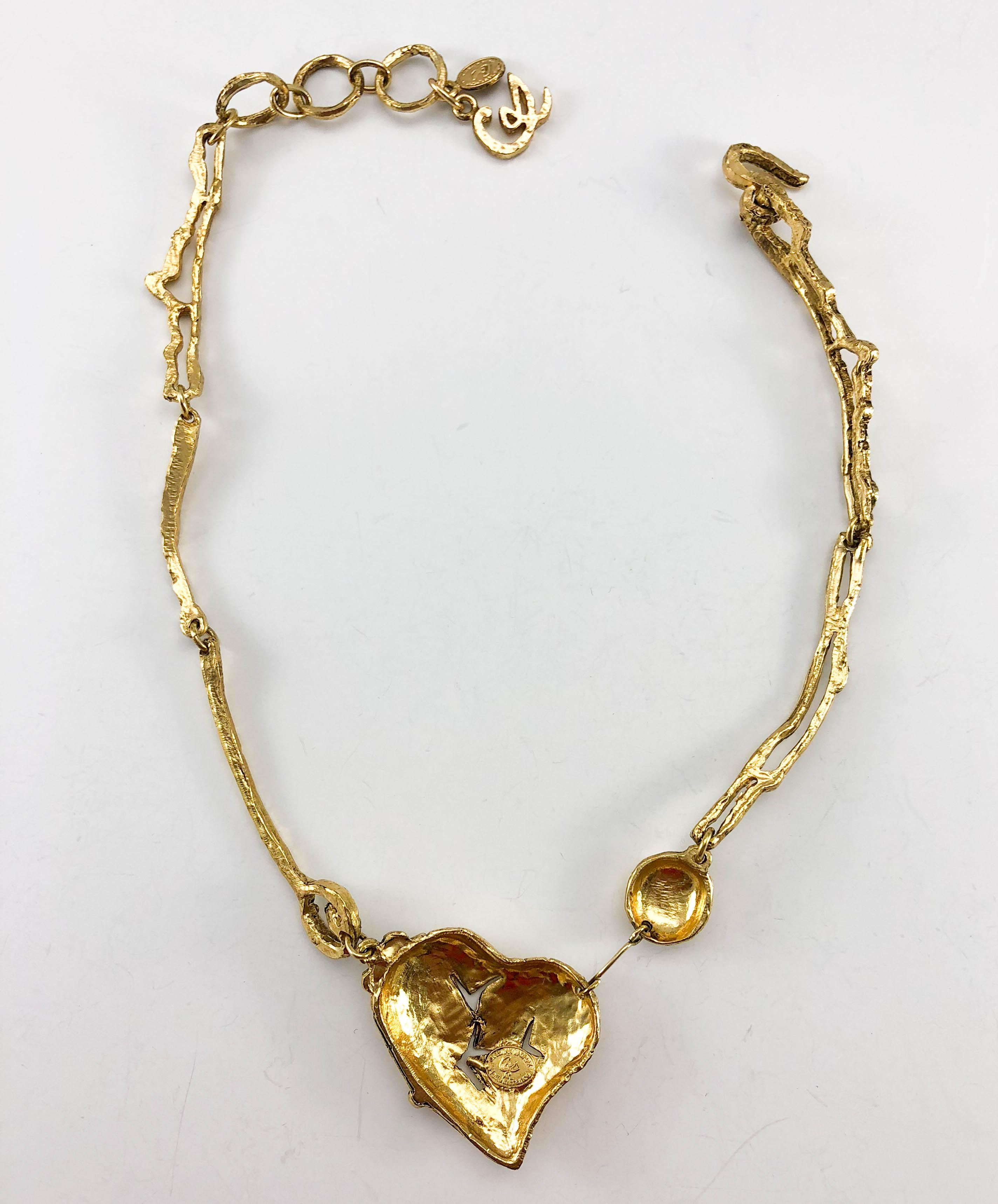 1990's Christian Lacroix Gold-Plated 'Broken Heart' Necklace 10