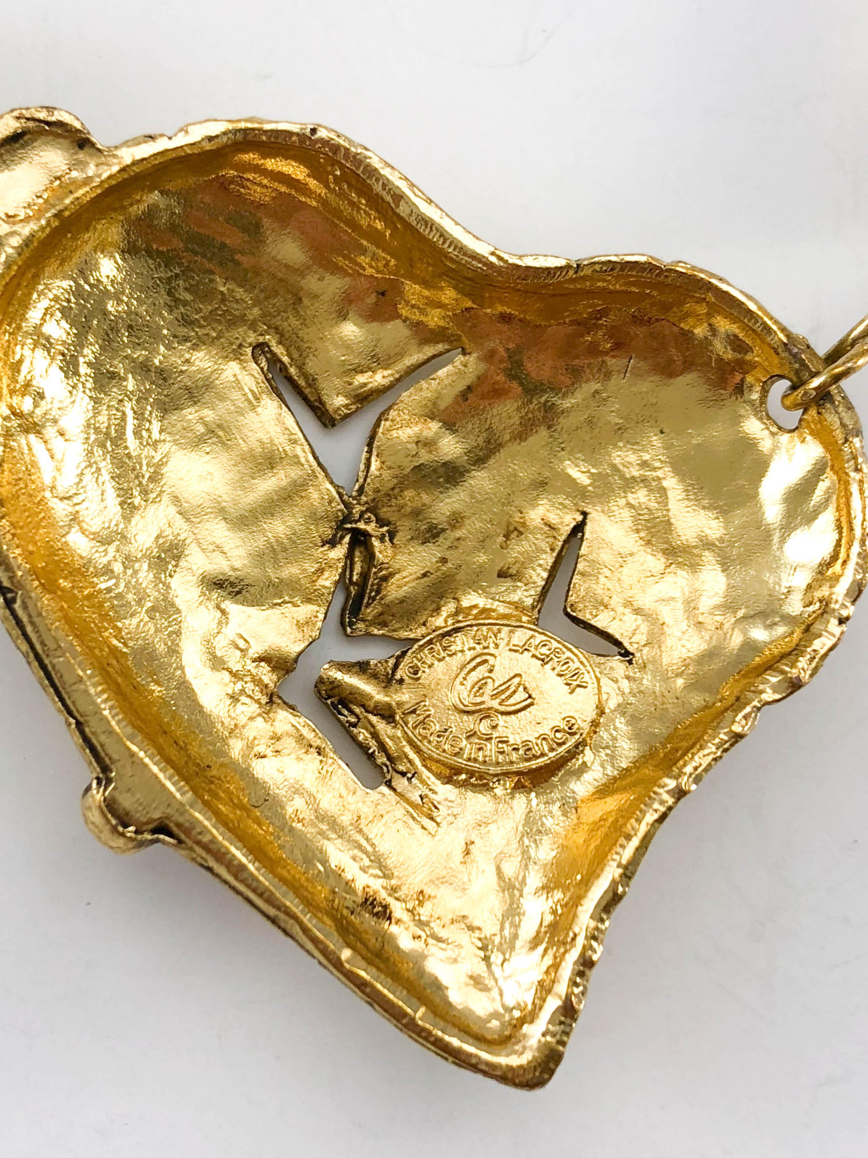 1990's Christian Lacroix Gold-Plated 'Broken Heart' Necklace 11