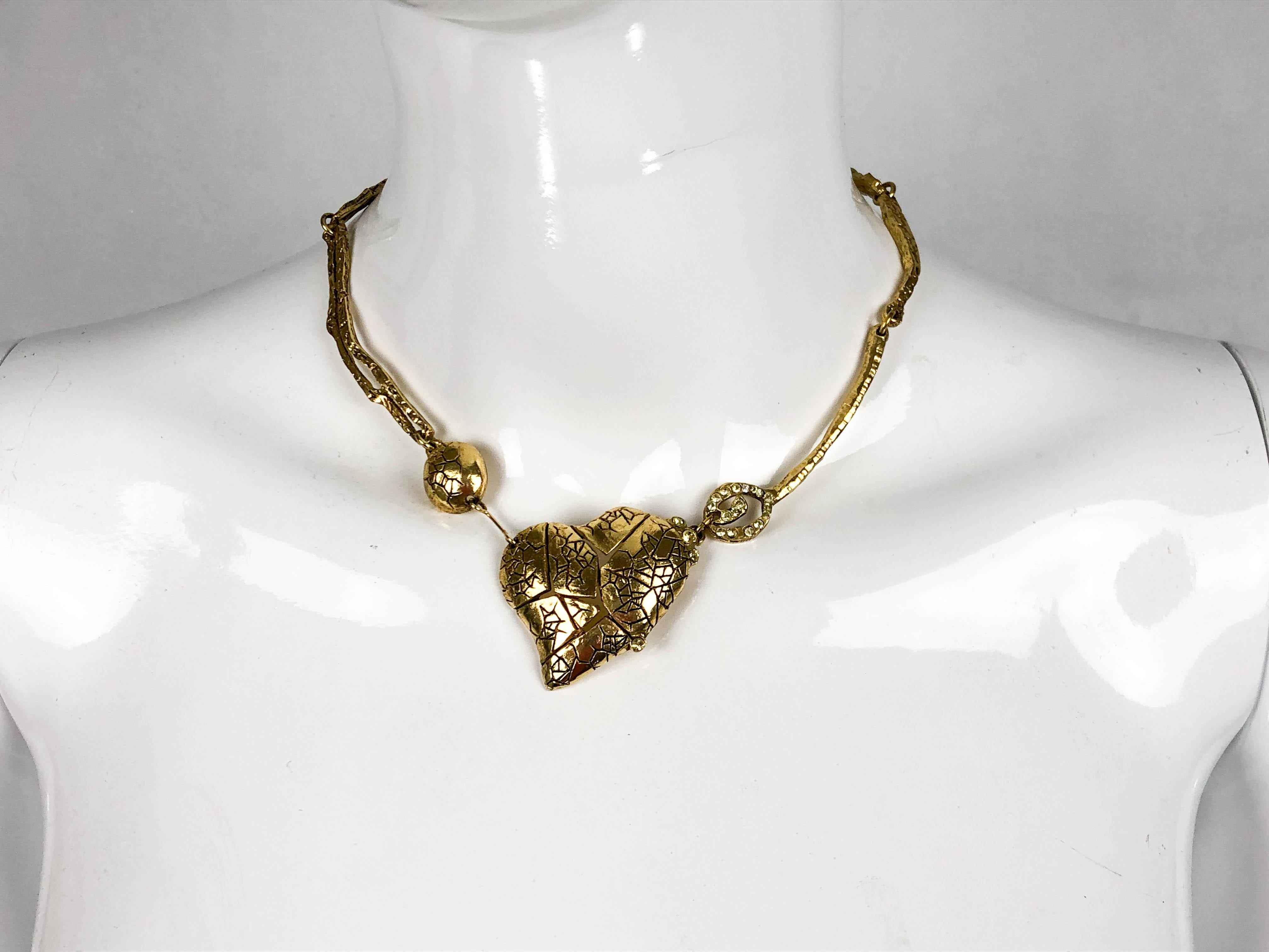 1990's Christian Lacroix Gold-Plated 'Broken Heart' Necklace In Excellent Condition In London, Chelsea