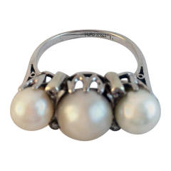 Platinum and White Gold Pearl Ring - 1940s