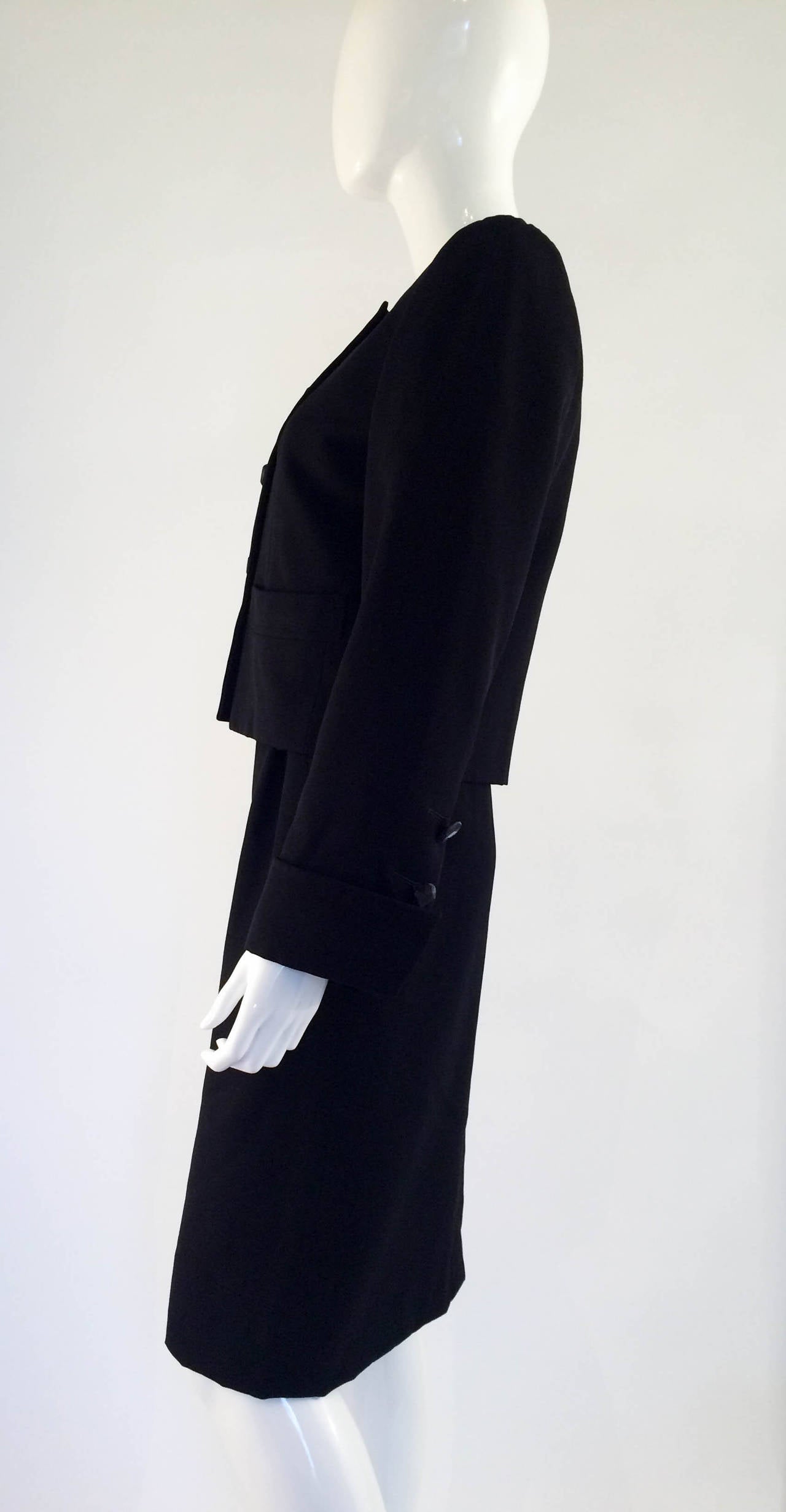 Black Yves Saint Laurent Wool Suit - 1990s