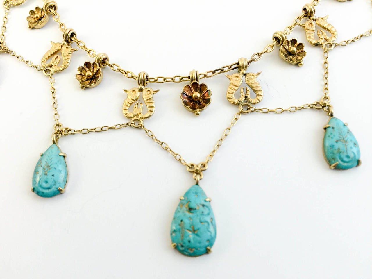 Turquoise and Gold Necklace - 1920s In Good Condition In London, Chelsea