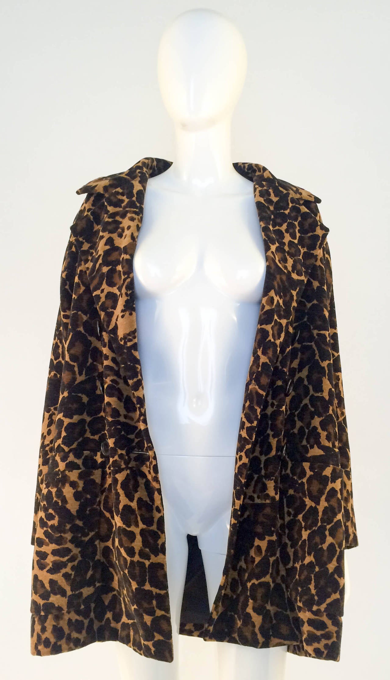 Black Yves Saint Laurent Animal Print Coat - 1980s