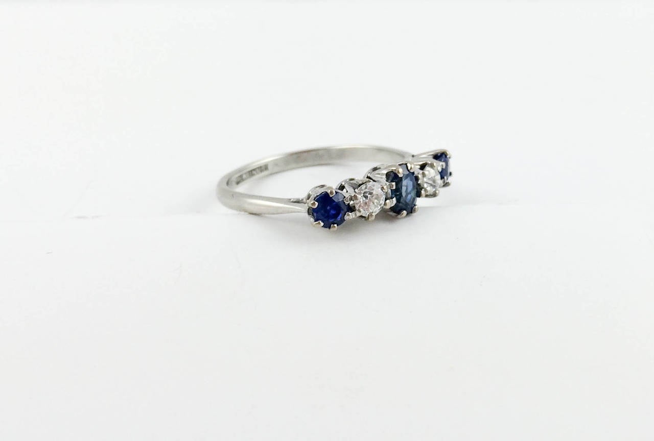 Women's Platinum, Sapphire and Diamond Ring - 1930s For Sale
