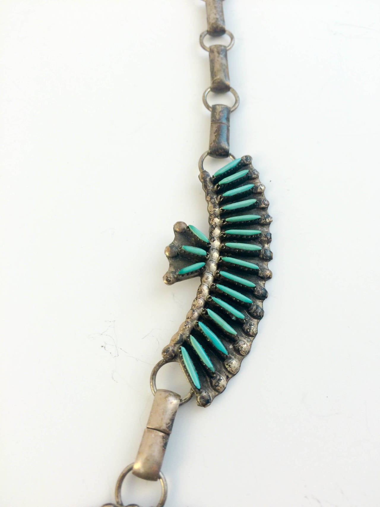 Women's Native American Silver and Turquoise Necklace - 1970s