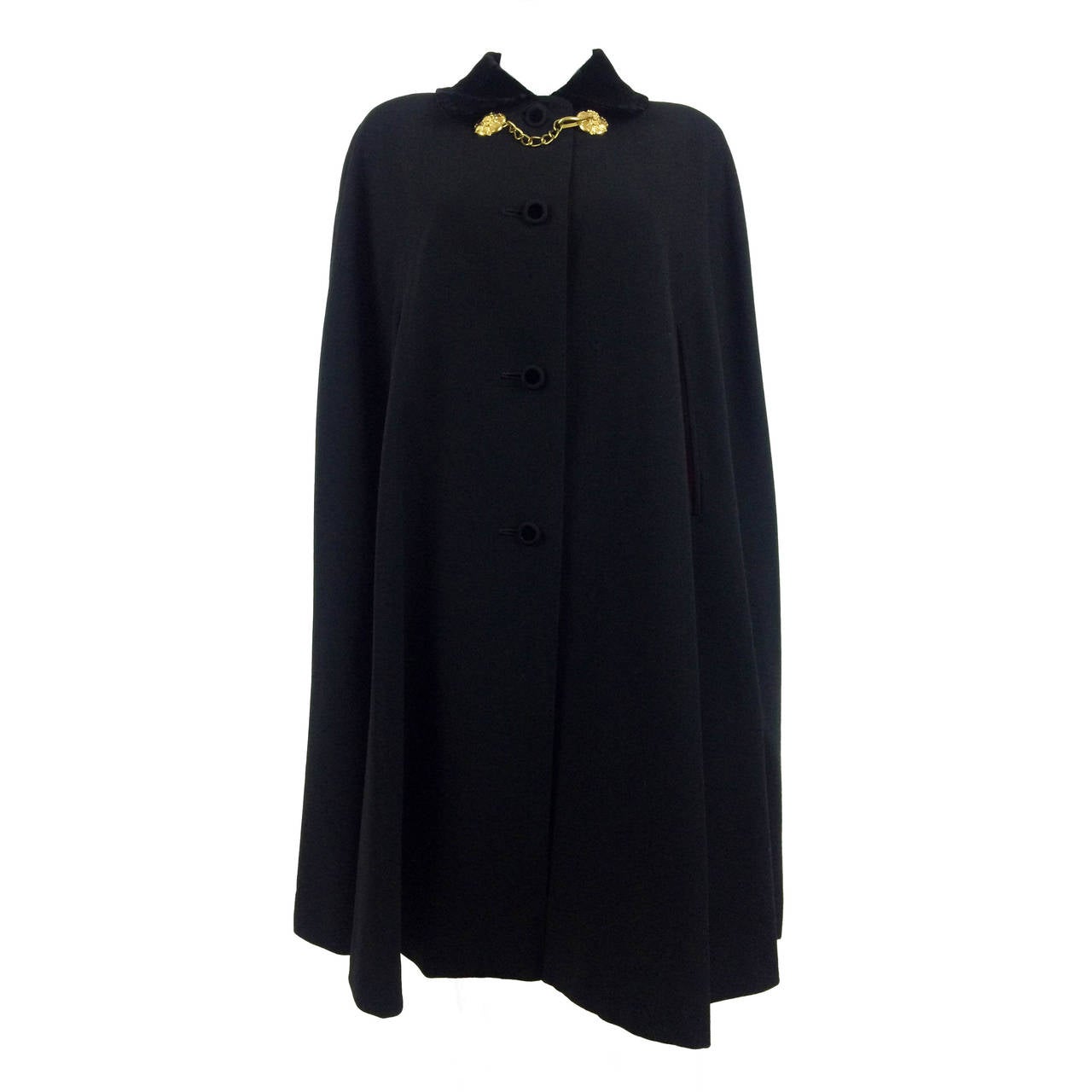 Gieves Ltd Black Wool Cape Cloak - 1950's