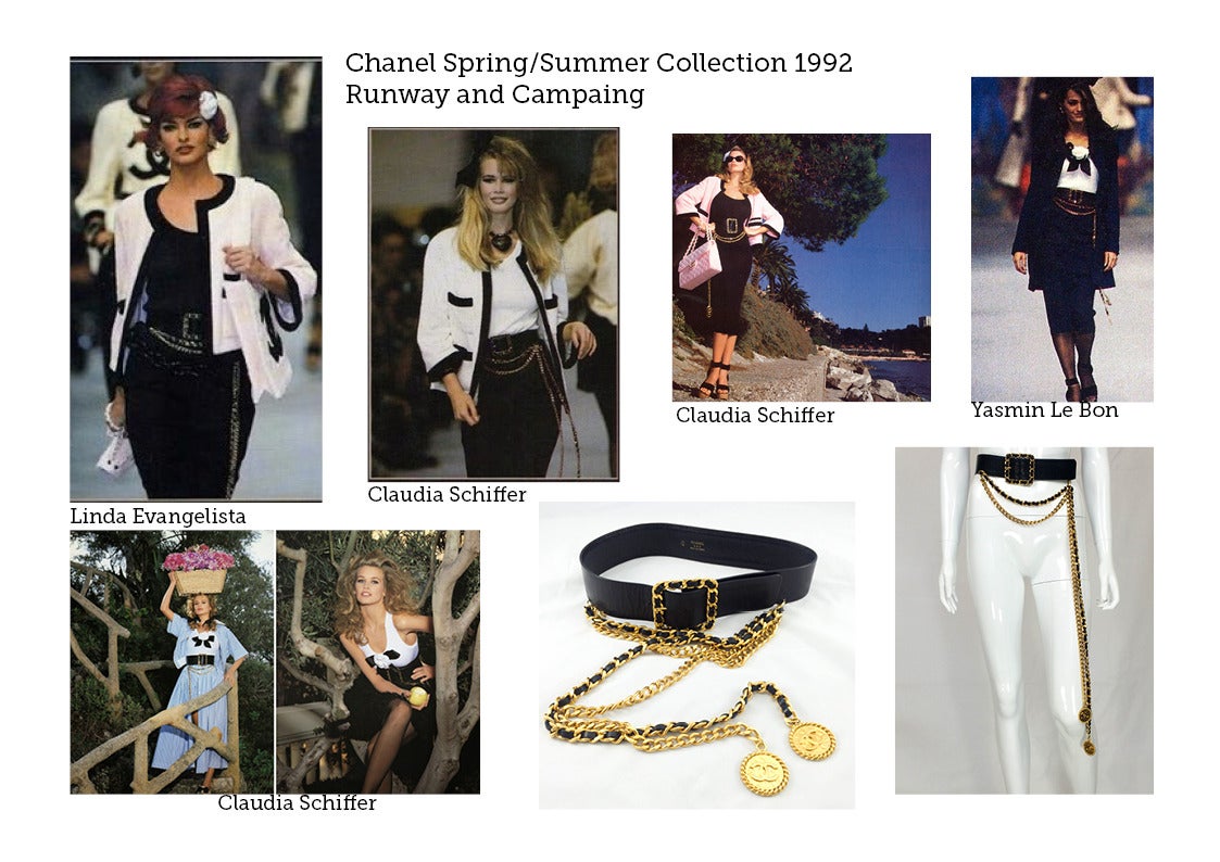 Chanel 1992 Runway Black Leather and Gold Tone Metal Belt 6