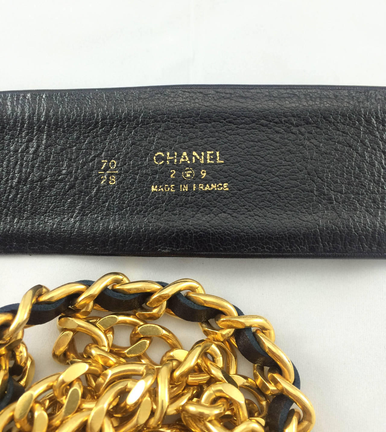 Chanel 1992 Runway Black Leather and Gold Tone Metal Belt 3