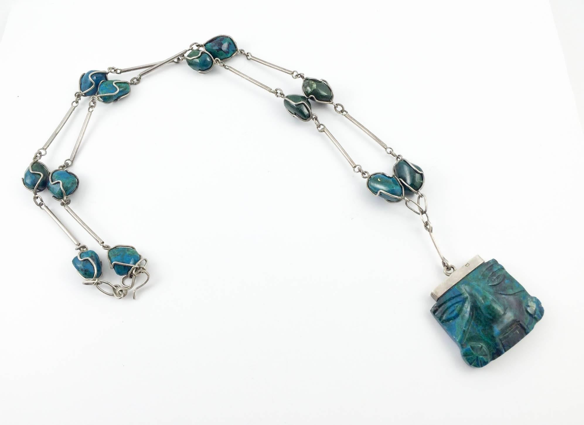 Silver and Peruvian Turquoise Necklace - 1970s In Excellent Condition In London, Chelsea