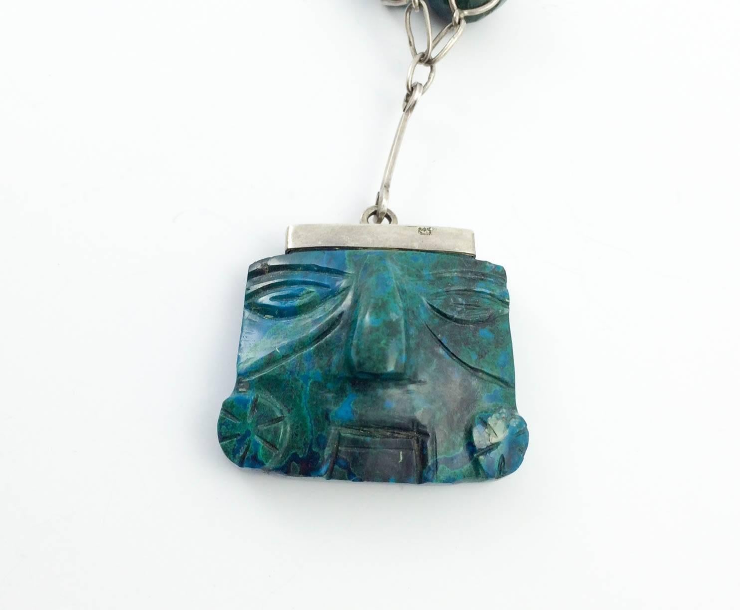 Women's Silver and Peruvian Turquoise Necklace - 1970s