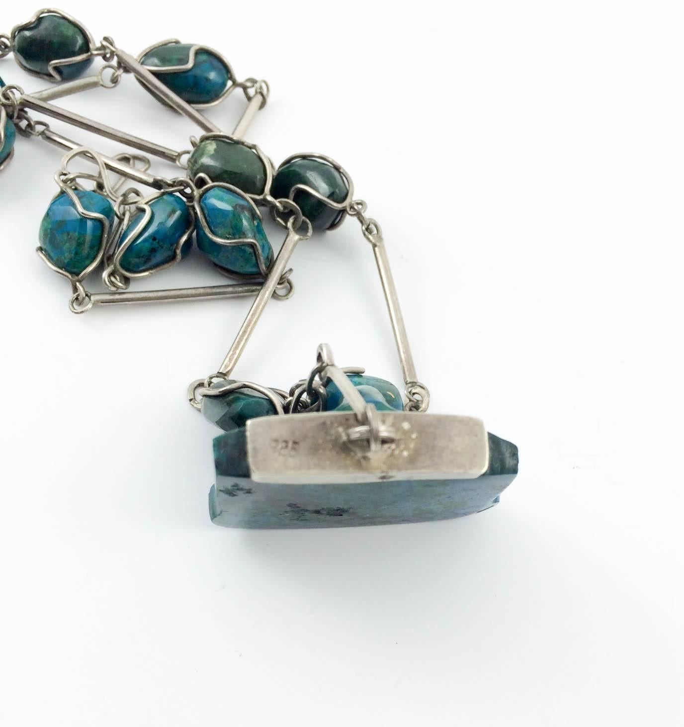 Silver and Peruvian Turquoise Necklace - 1970s 2
