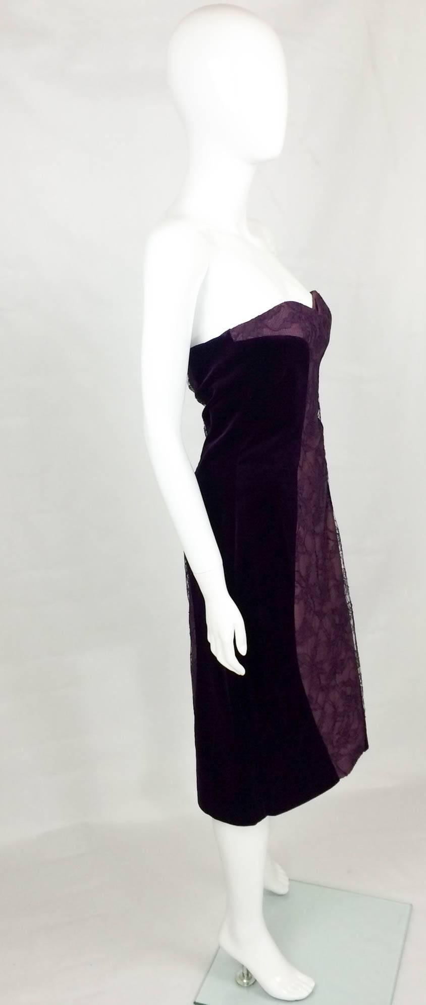 Black Paco Rabanne Velvet and Lace Dress - 1970s For Sale