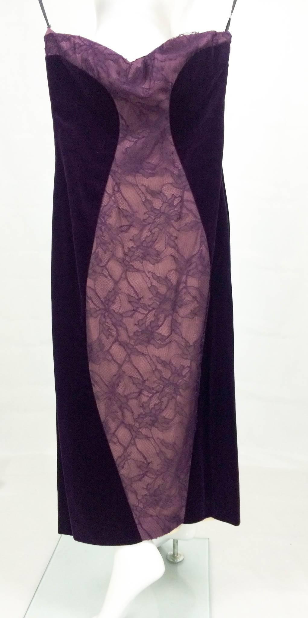 Paco Rabanne Velvet and Lace Dress - 1970s For Sale 1