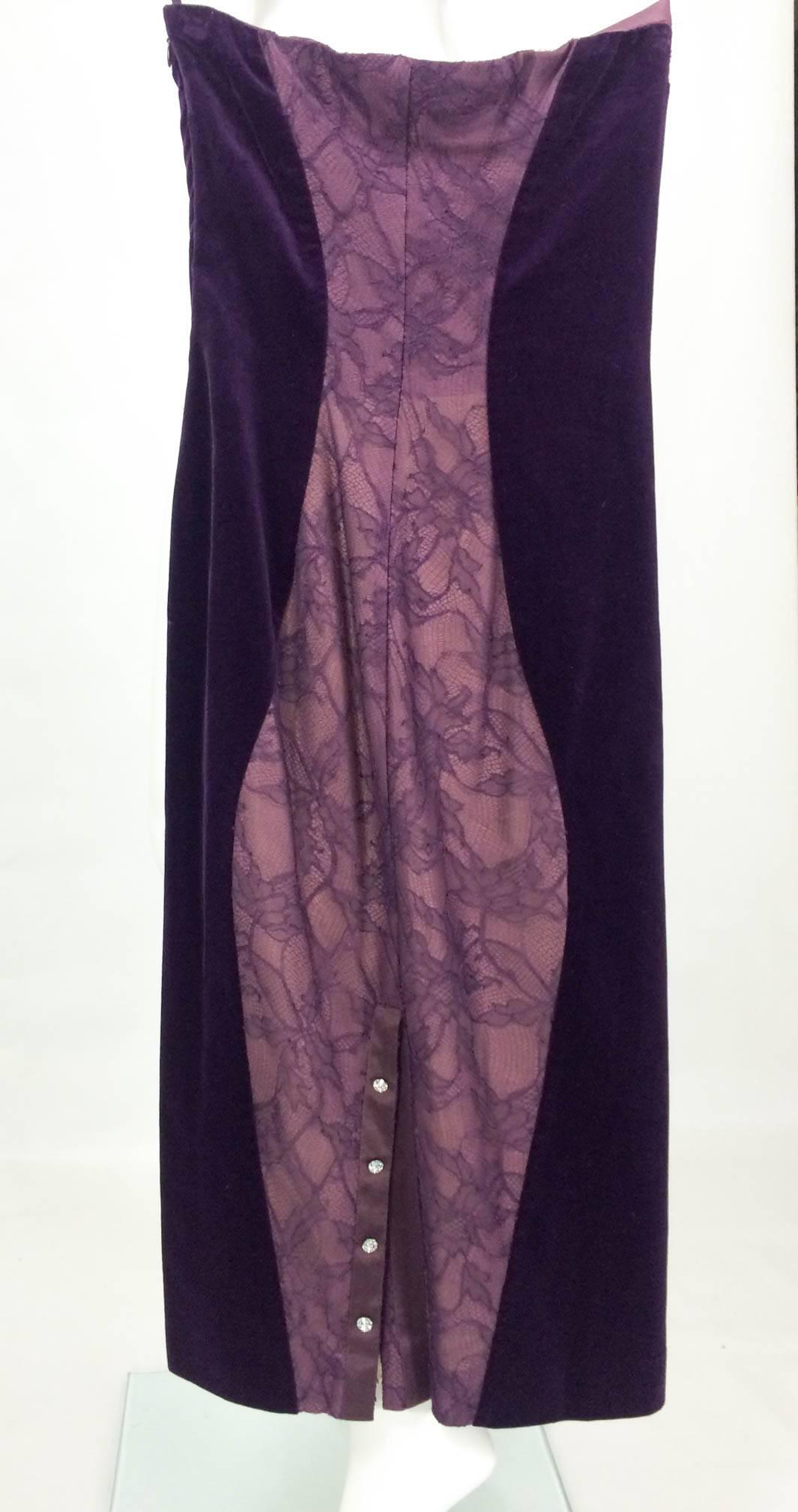 Paco Rabanne Velvet and Lace Dress - 1970s For Sale 2