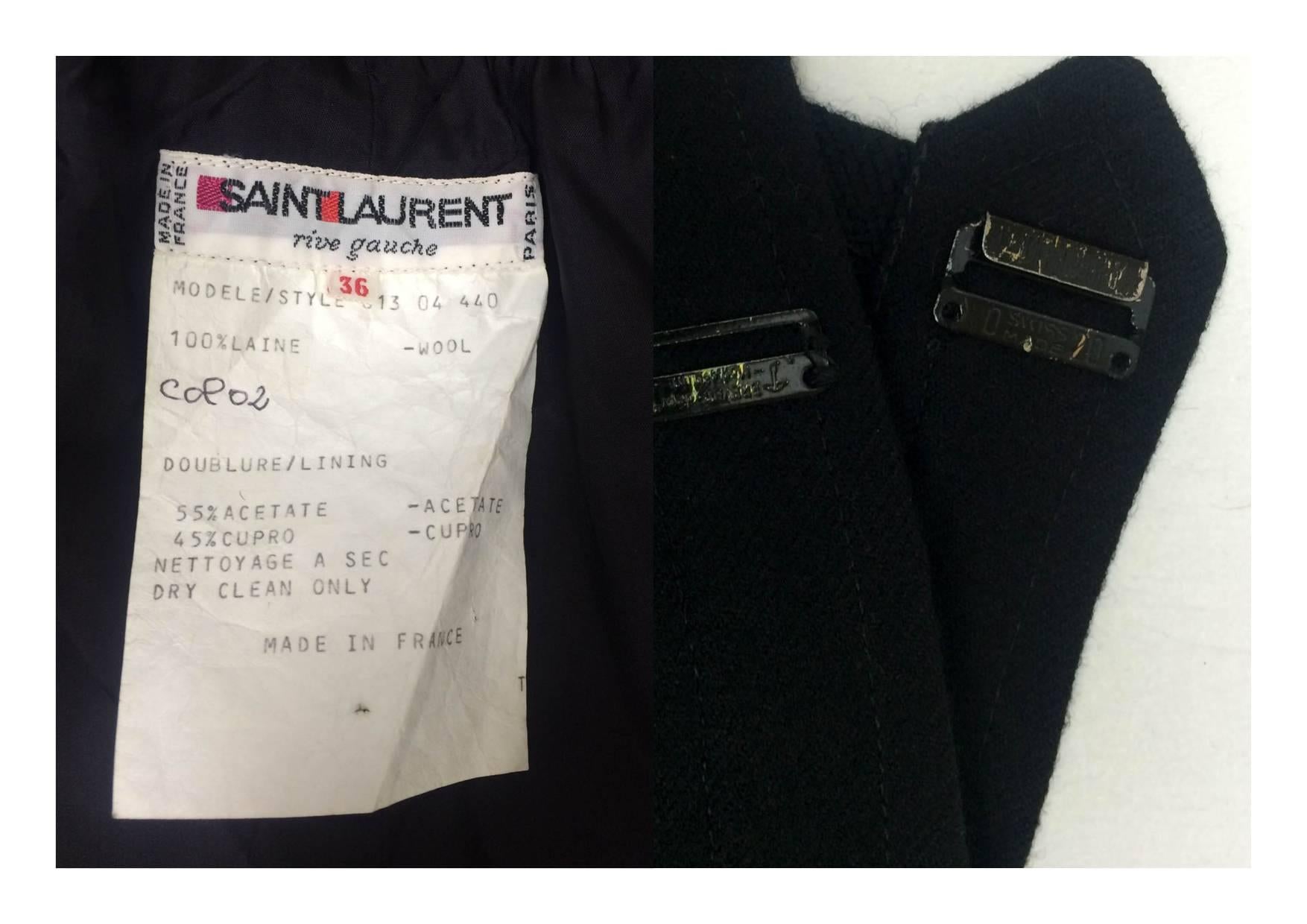 Yves Saint Laurent Black Wool Wrap Midi Skirt - 1980s 4