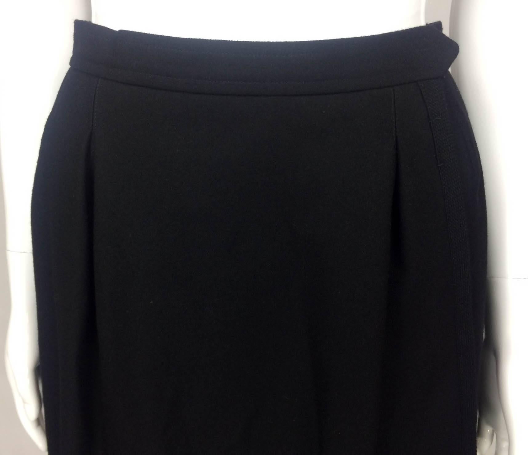 Yves Saint Laurent Black Wool Wrap Midi Skirt - 1980s 6