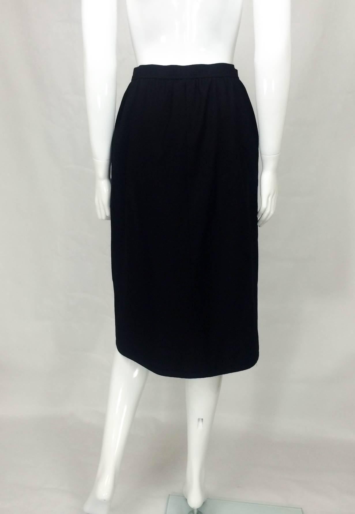 Yves Saint Laurent Black Wool Wrap Midi Skirt - 1980s 3