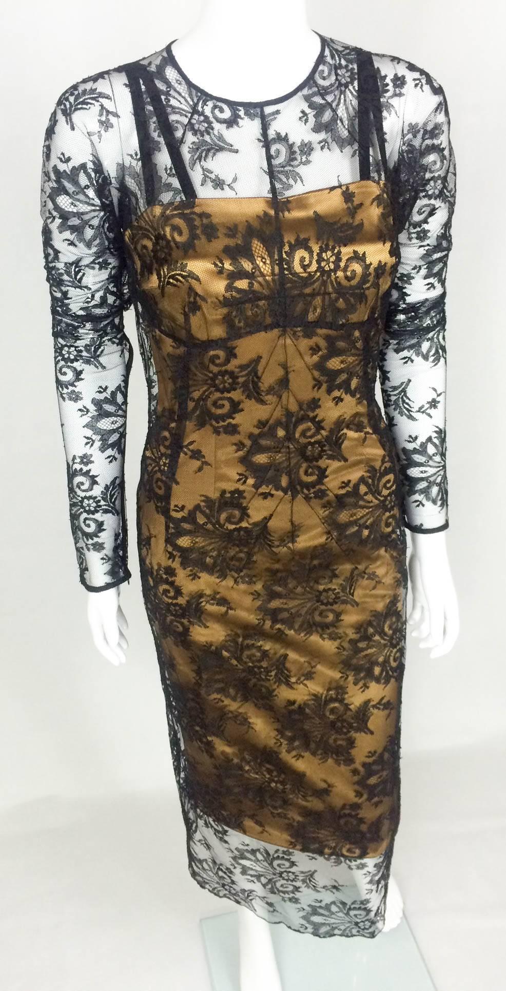 Black Dolce and Gabbana Two-Piece Lace Dress For Sale