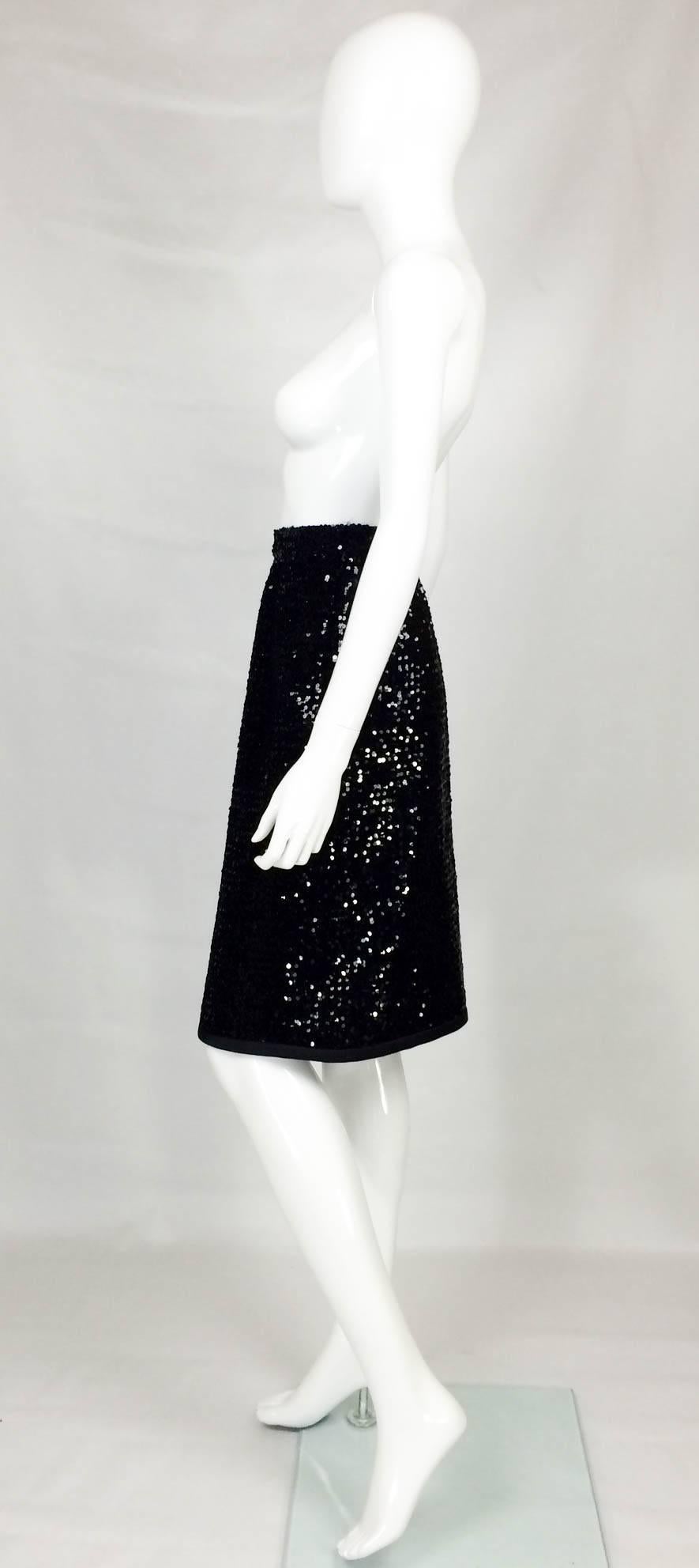 Yves Saint Laurent Black Sequin Skirt - 1980s 3