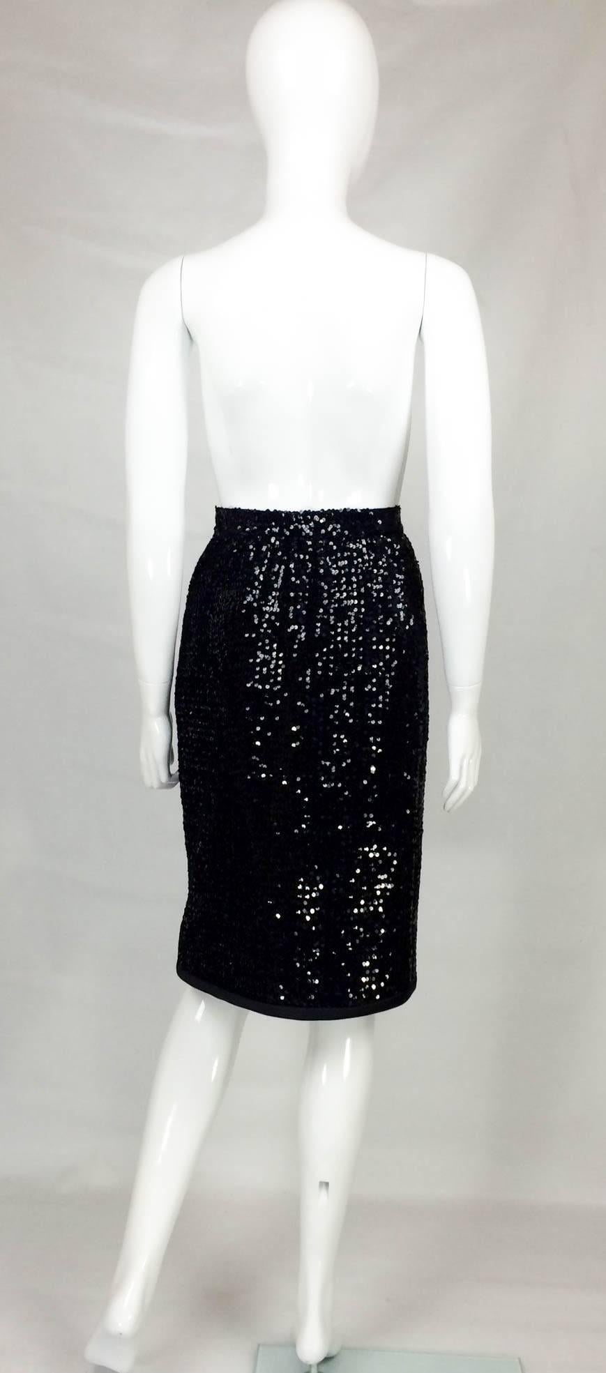 Yves Saint Laurent Black Sequin Skirt - 1980s 4