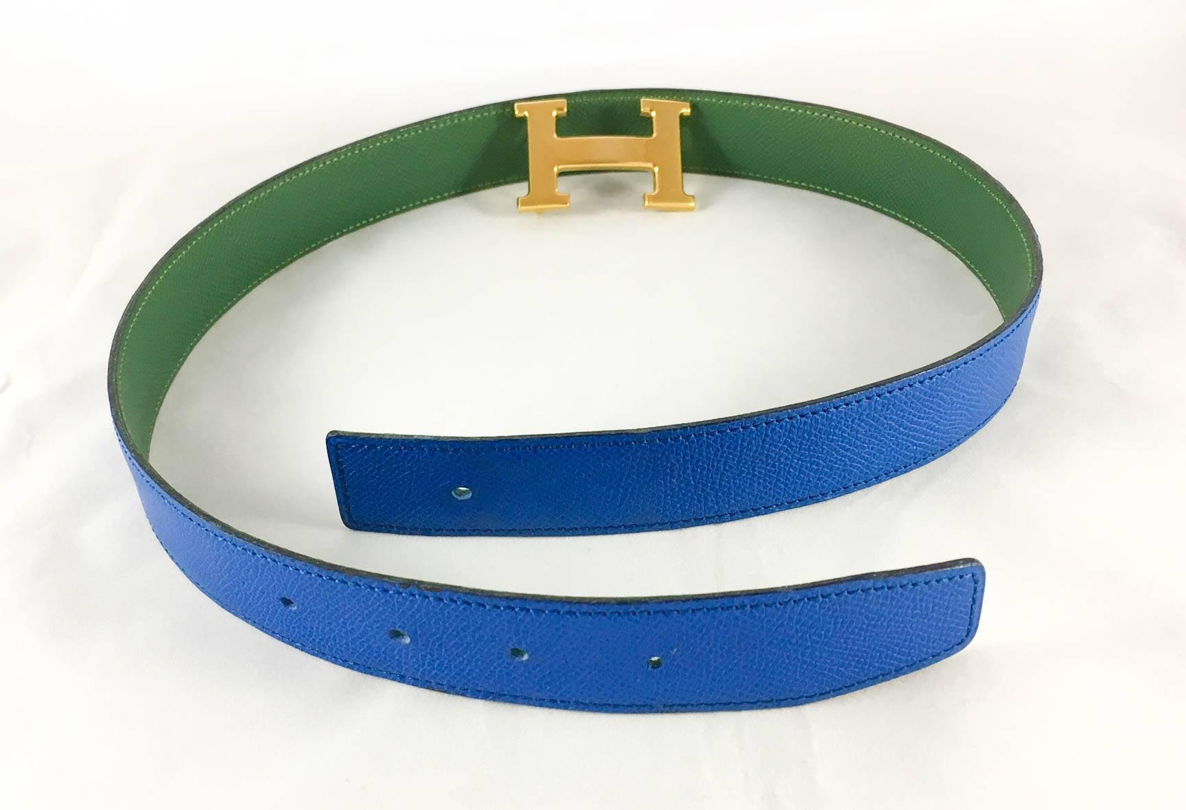 Hermes Blue / Green Reversible Constance Belt Set 2