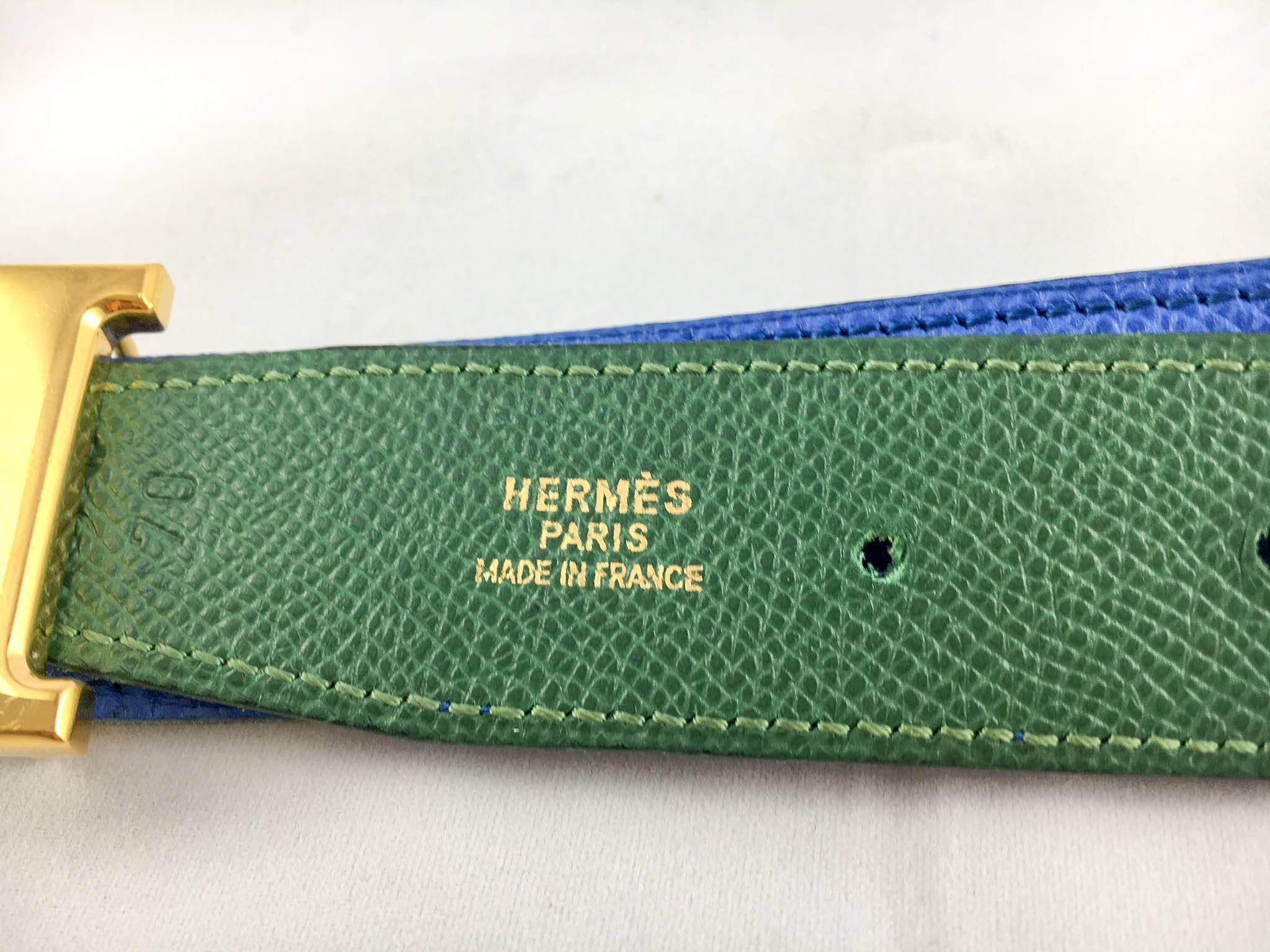 Hermes Blue / Green Reversible Constance Belt Set 3