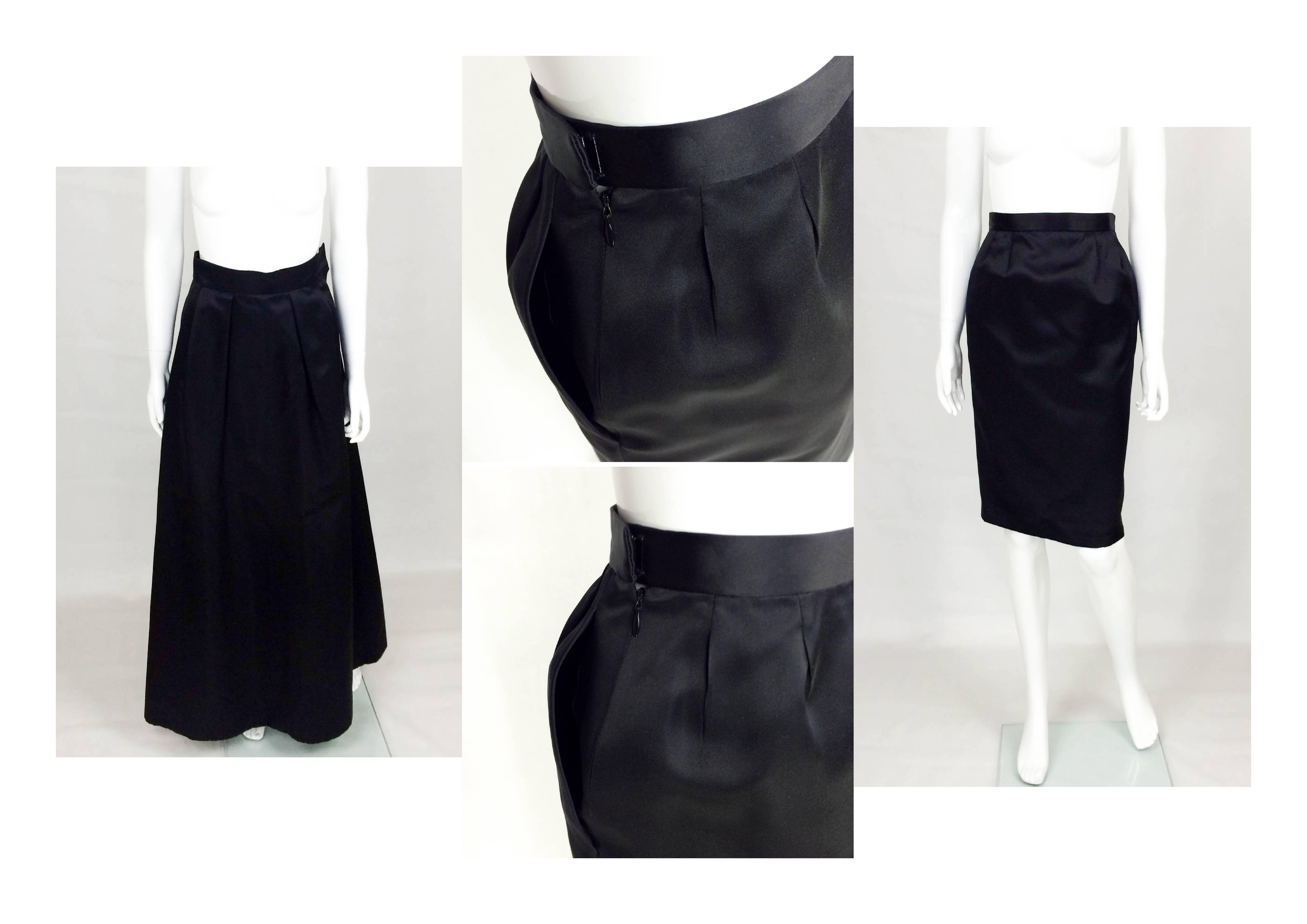 Yves Saint Laurent Le Smoking Sequin Jacket, Long and Short Satin Skirts - 1980 For Sale 4